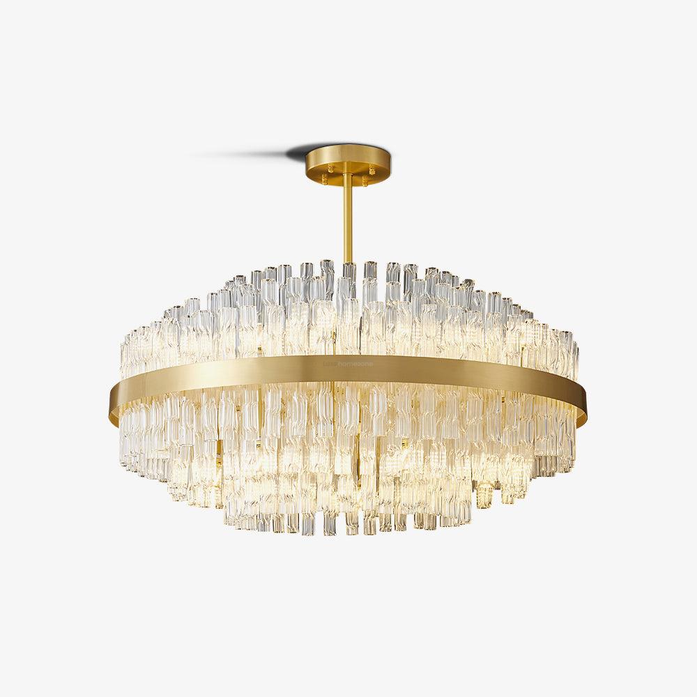 Gold & Clear Rod Round/Long canopy Chandelier - Luxehomezone
