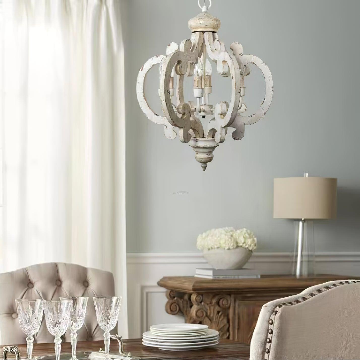 Antique White Style Chandelier Φ 19.7″ - Genteel, Optimized-1-Luxehomezone