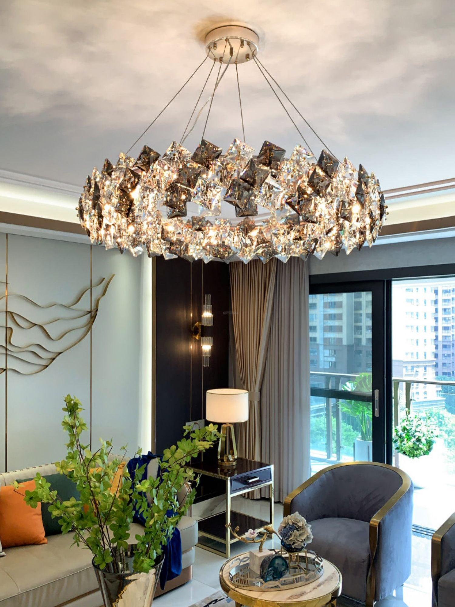 Scale Crystal Round Chandelier Φ 23.6″ - Luxehomezone