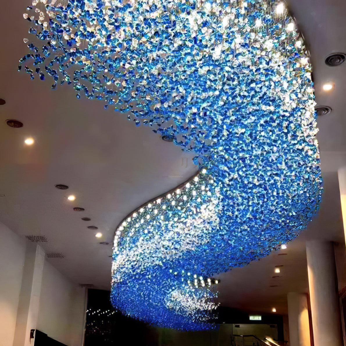 Multicolor Crystal Stone Round/Long canopy Chandelier - Helia-1-Luxehomezone