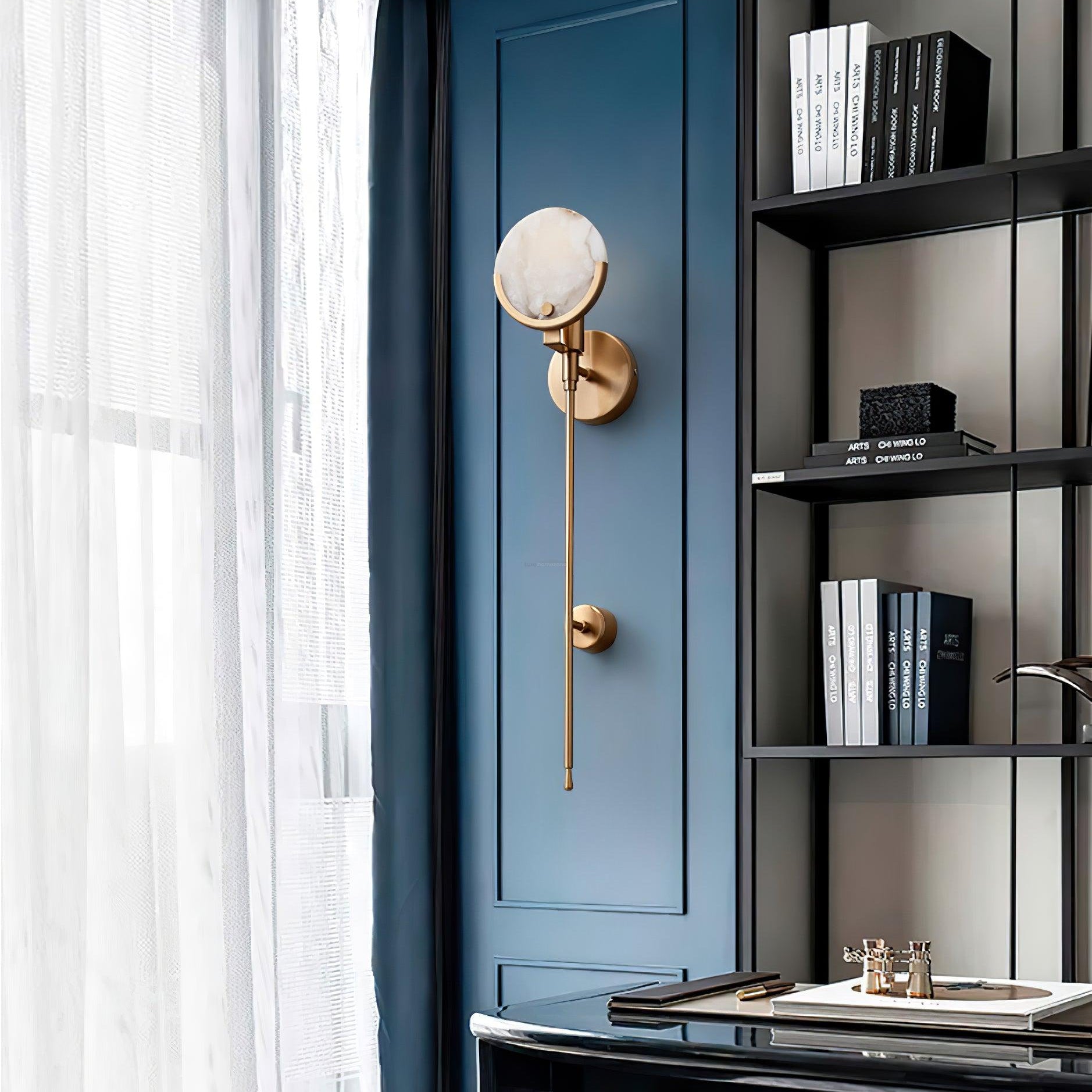 Ava Alabaster Brass Wall Sconce - Alabaster, Alabaster Wall Lamp-1-Luxehomezone