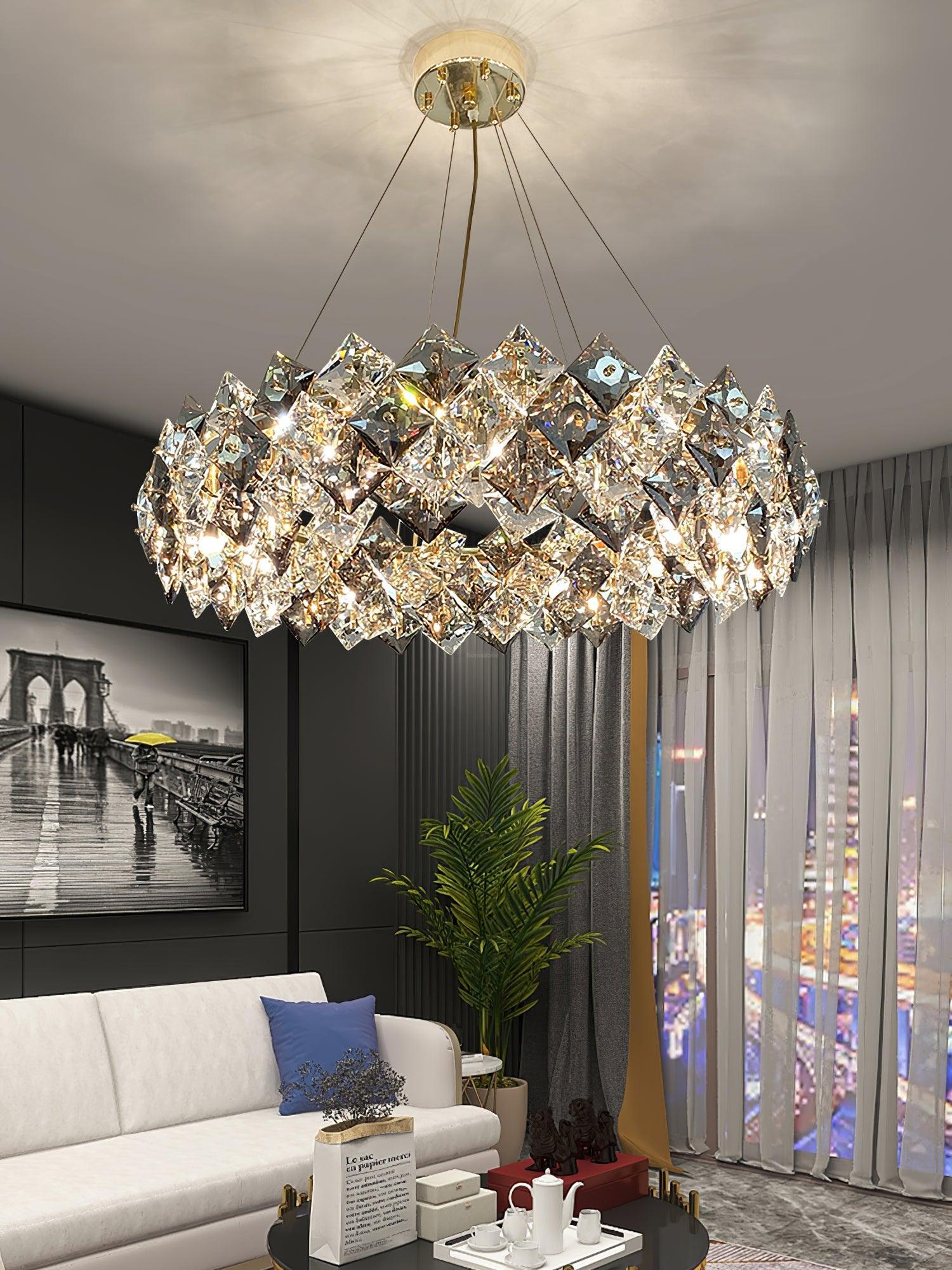 Scale Crystal Round Chandelier Φ 23.6″ - Luxehomezone