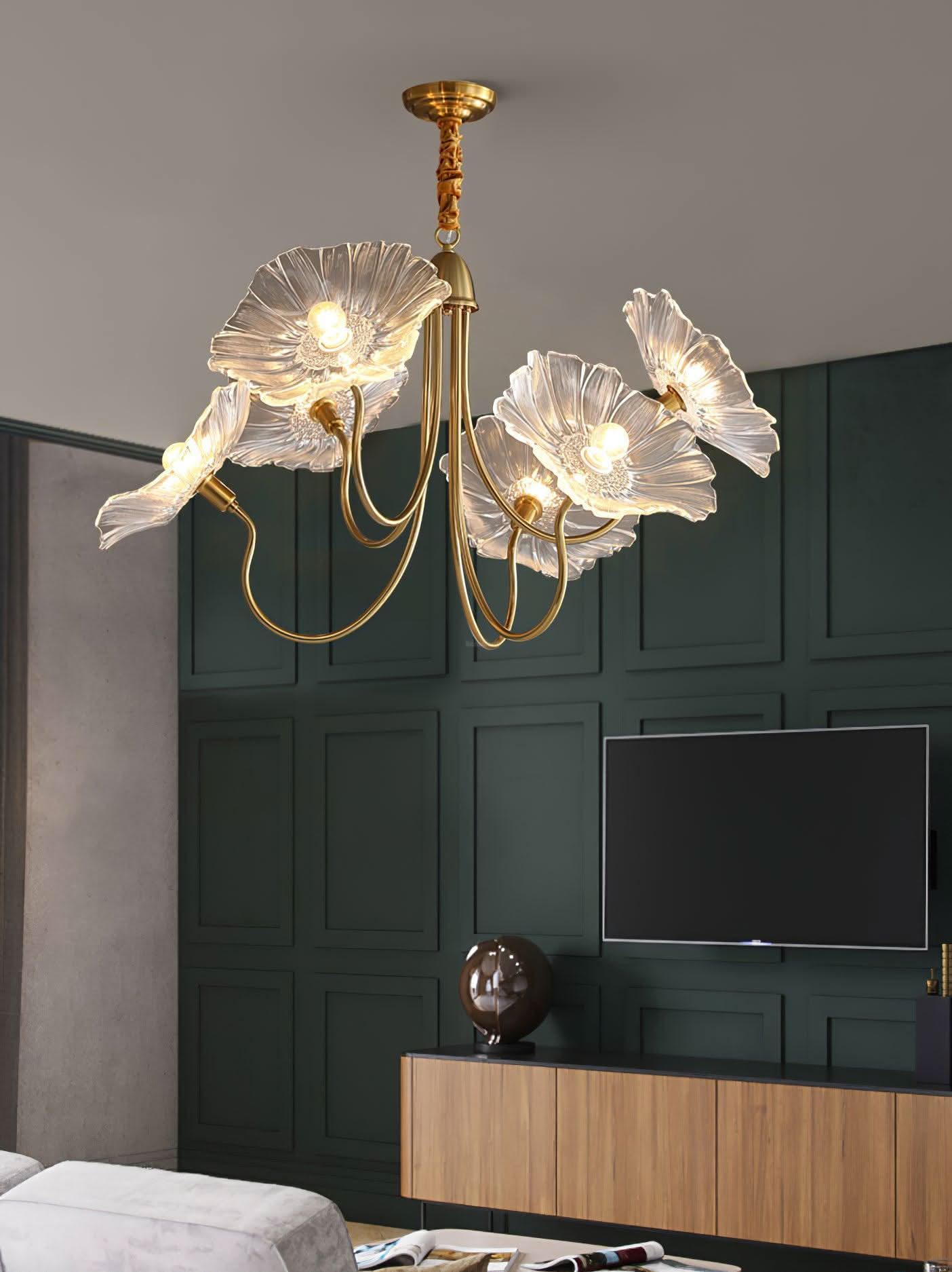 Lotus Leaf Glass Chandelier ∅ 35.4″ - Luxehomezone