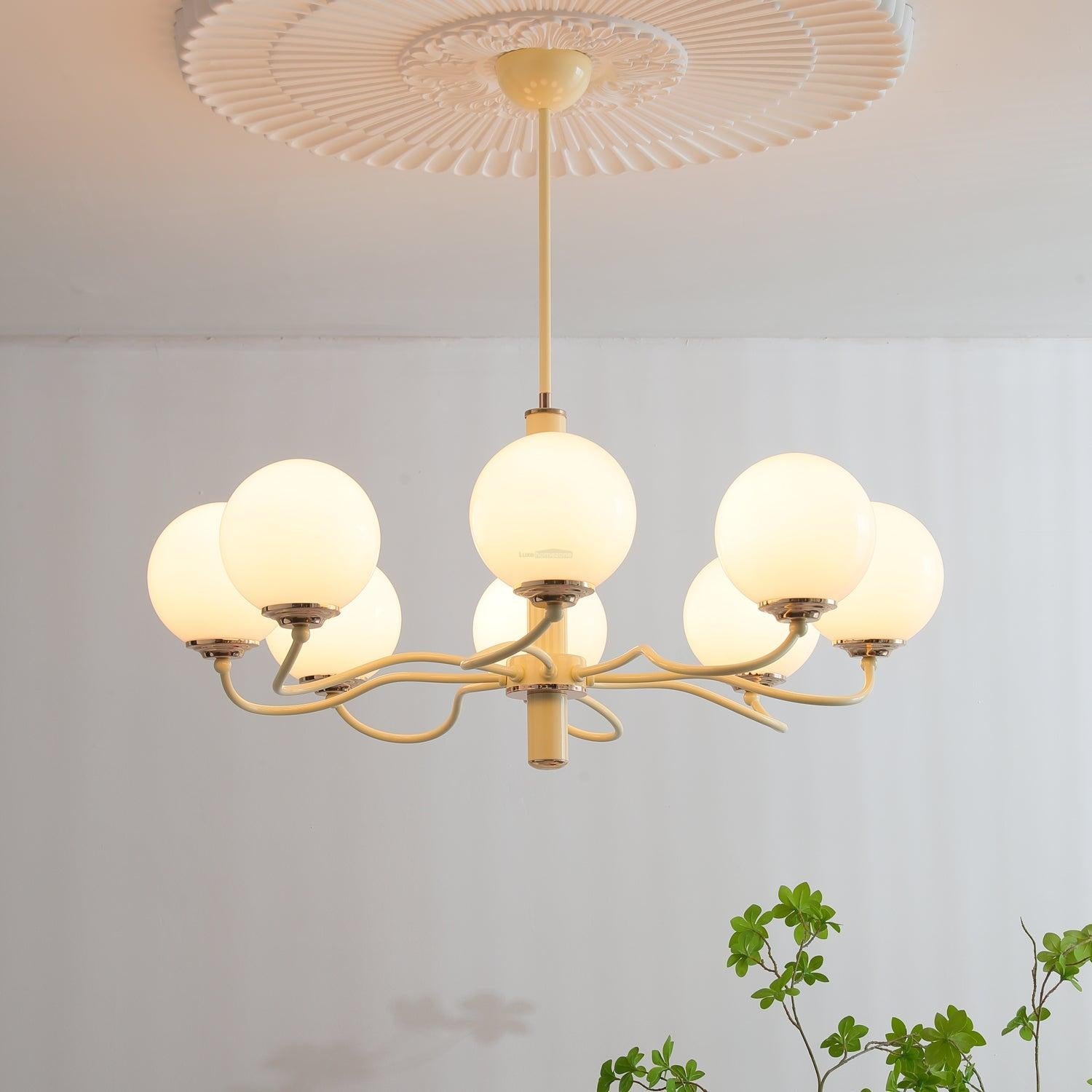 Radiant Globe Chandelier with 3/6/8 heads - Bend, Marshmallow Chandelier-1-Luxehomezone