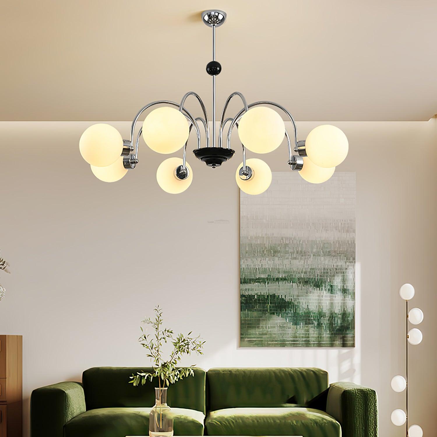 Yisu Glass Globe Chandelier with 3/4/5/6/8 heads - Luxehomezone