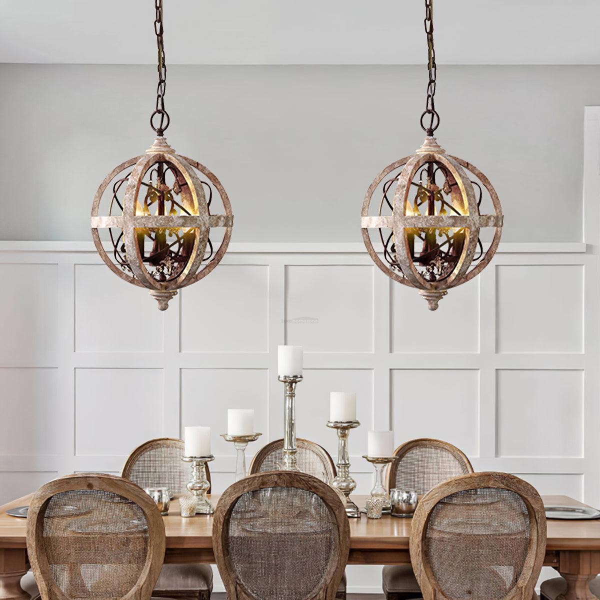 Retro Globe Weathered Chandelier Φ 11.8″ - Genteel-1-Luxehomezone