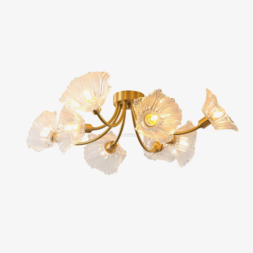 Kalin Flower Glass Ceiling Lamp with 3/5/8 heads - Lotus Leaf, Semi Flush Mounts-1-Luxehomezone