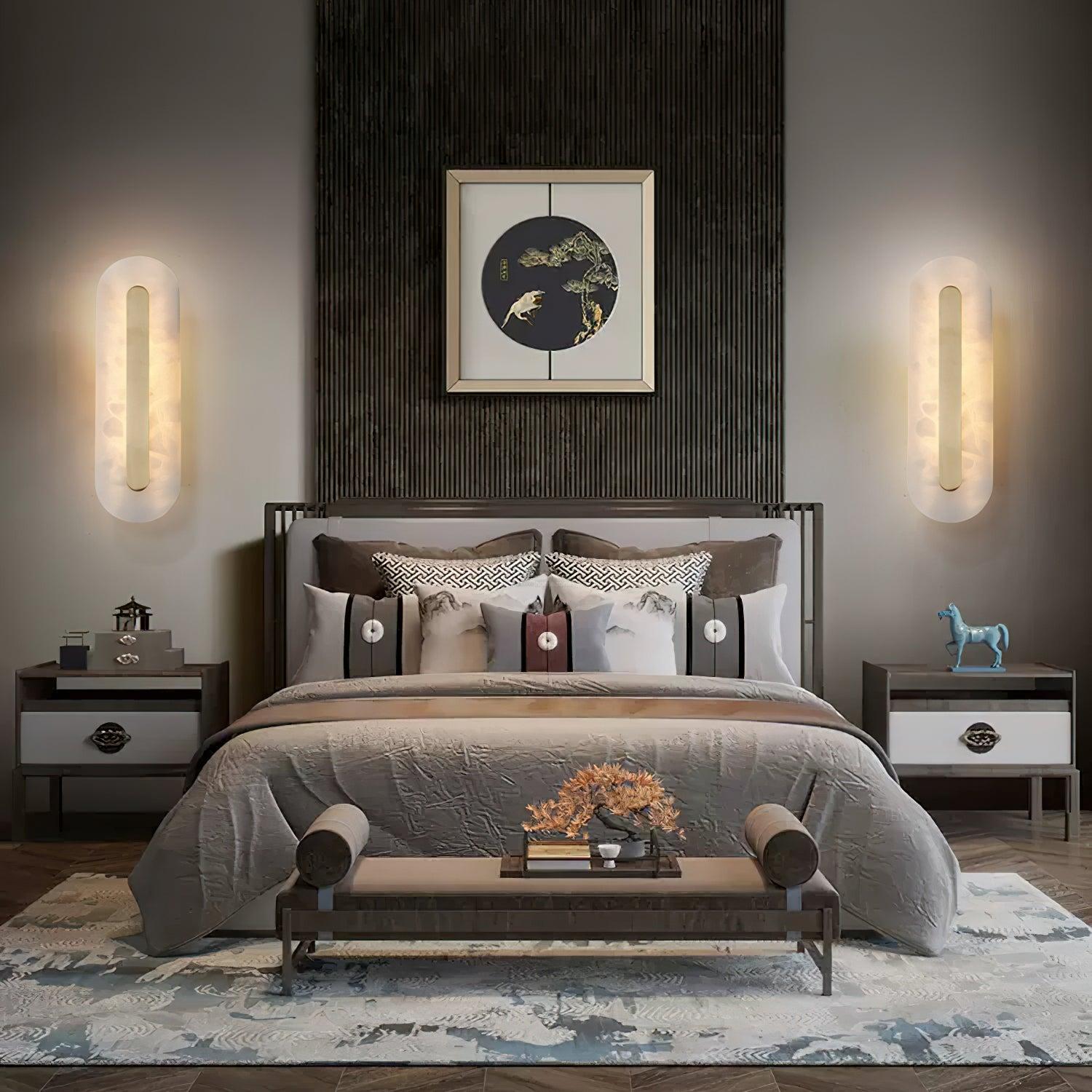 Alabaster Rounded Wall Sconce - Alabaster, Alabaster Wall Lamp-1-Luxehomezone