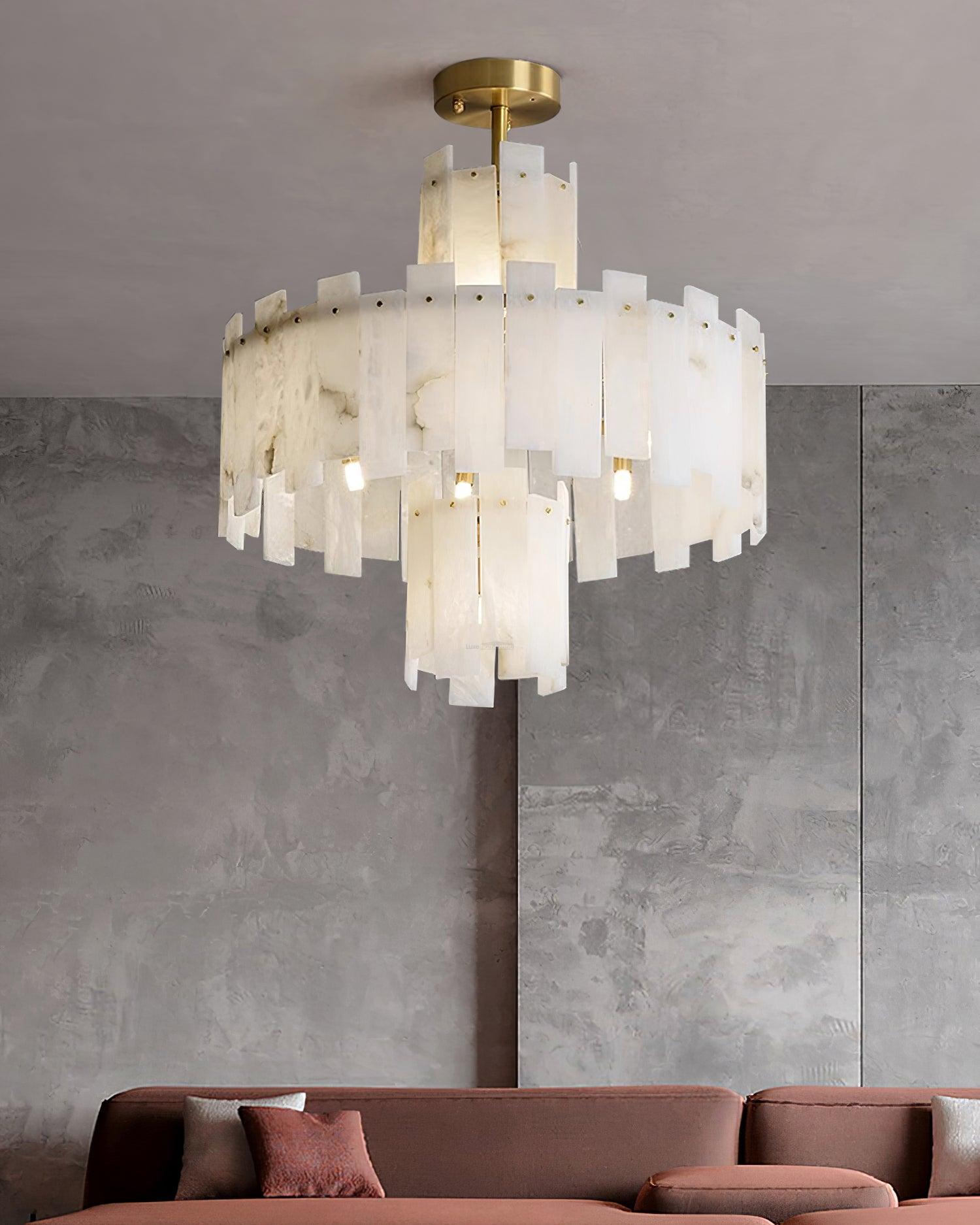 Regina Alabaster Round Chandelier - Alabaster, Alabaster Chandelier-1-Luxehomezone