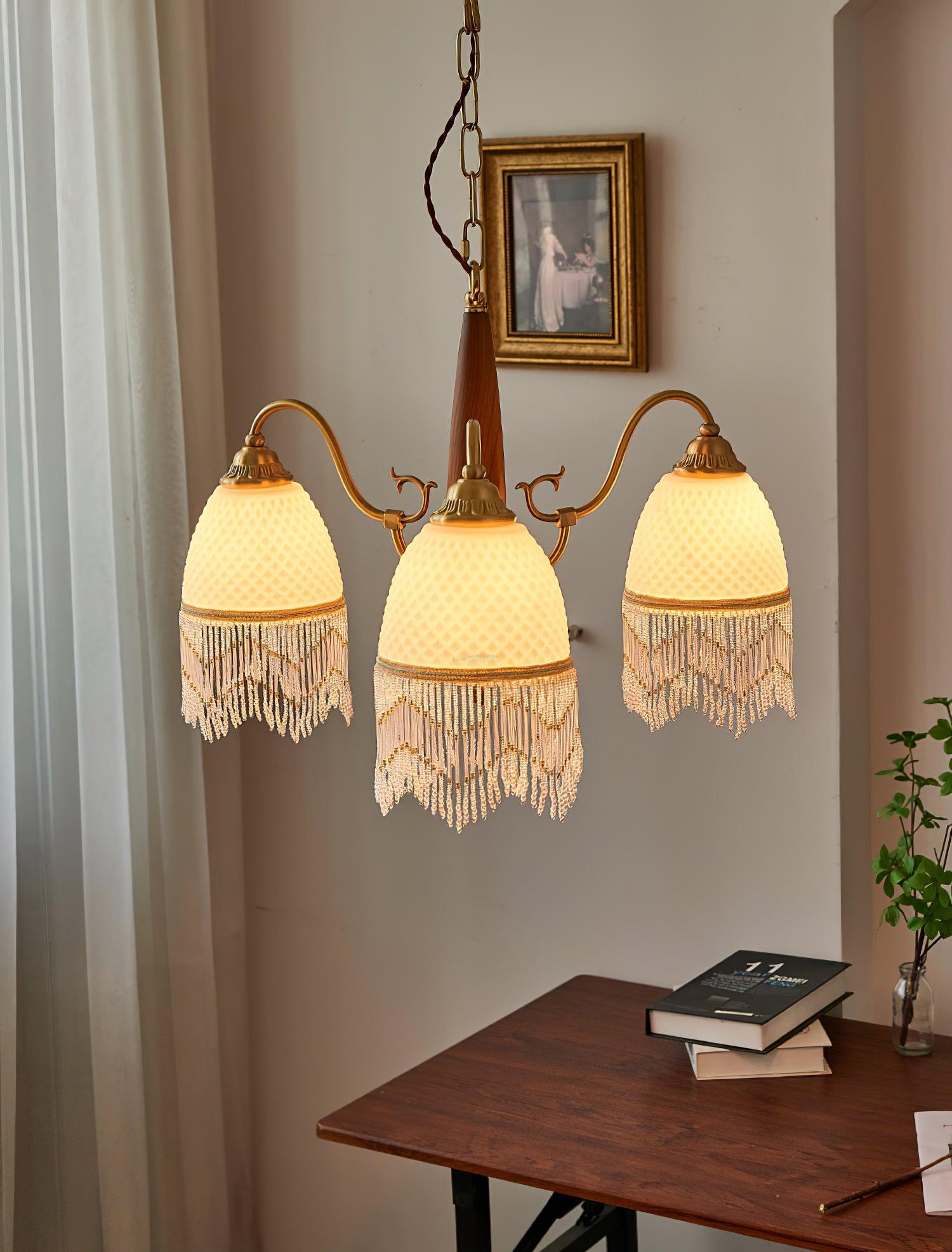 Mesh Tassel Glass Chandelier ∅ 19.7″ - Tassel-1-Luxehomezone