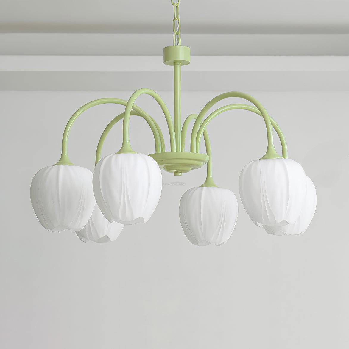 Tulip Matcha Chandelier with 5/6/8 heads - Luxehomezone