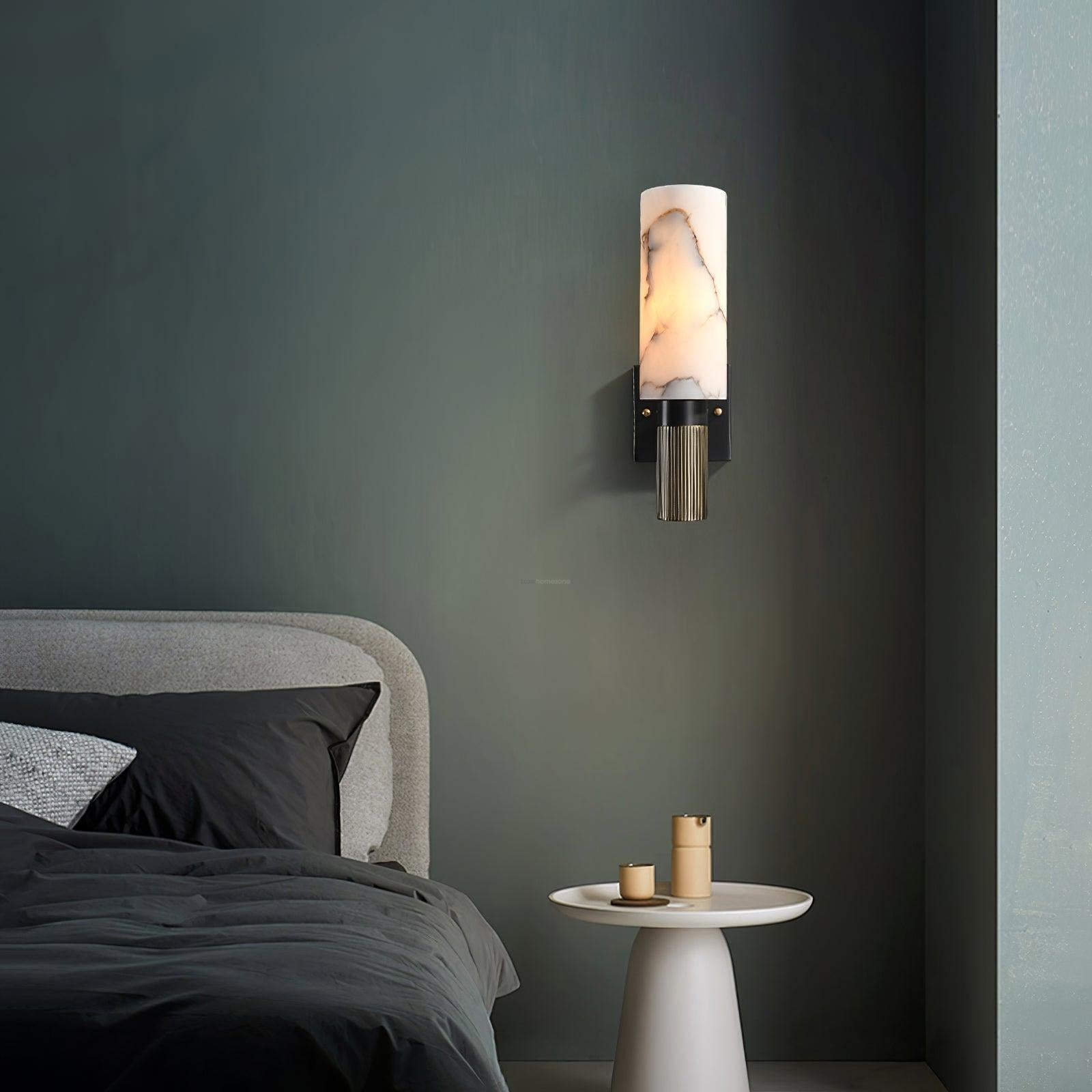Torch Marble Walll Sconce - Alabaster, Alabaster Wall Lamp-1-Luxehomezone