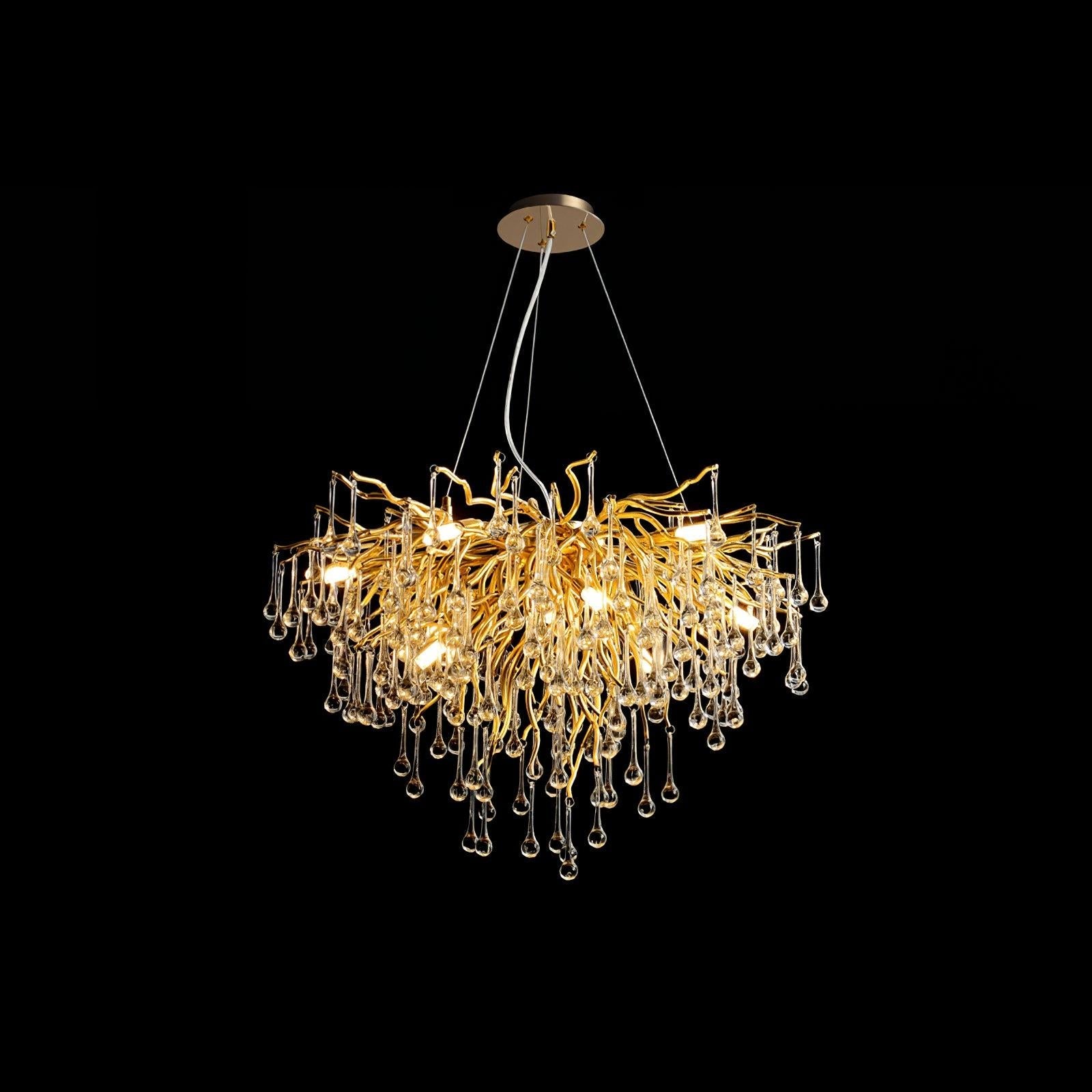 Teardrop Style Crystal Chandelier - Crystals, Gold & Clear crystal-1-Luxehomezone
