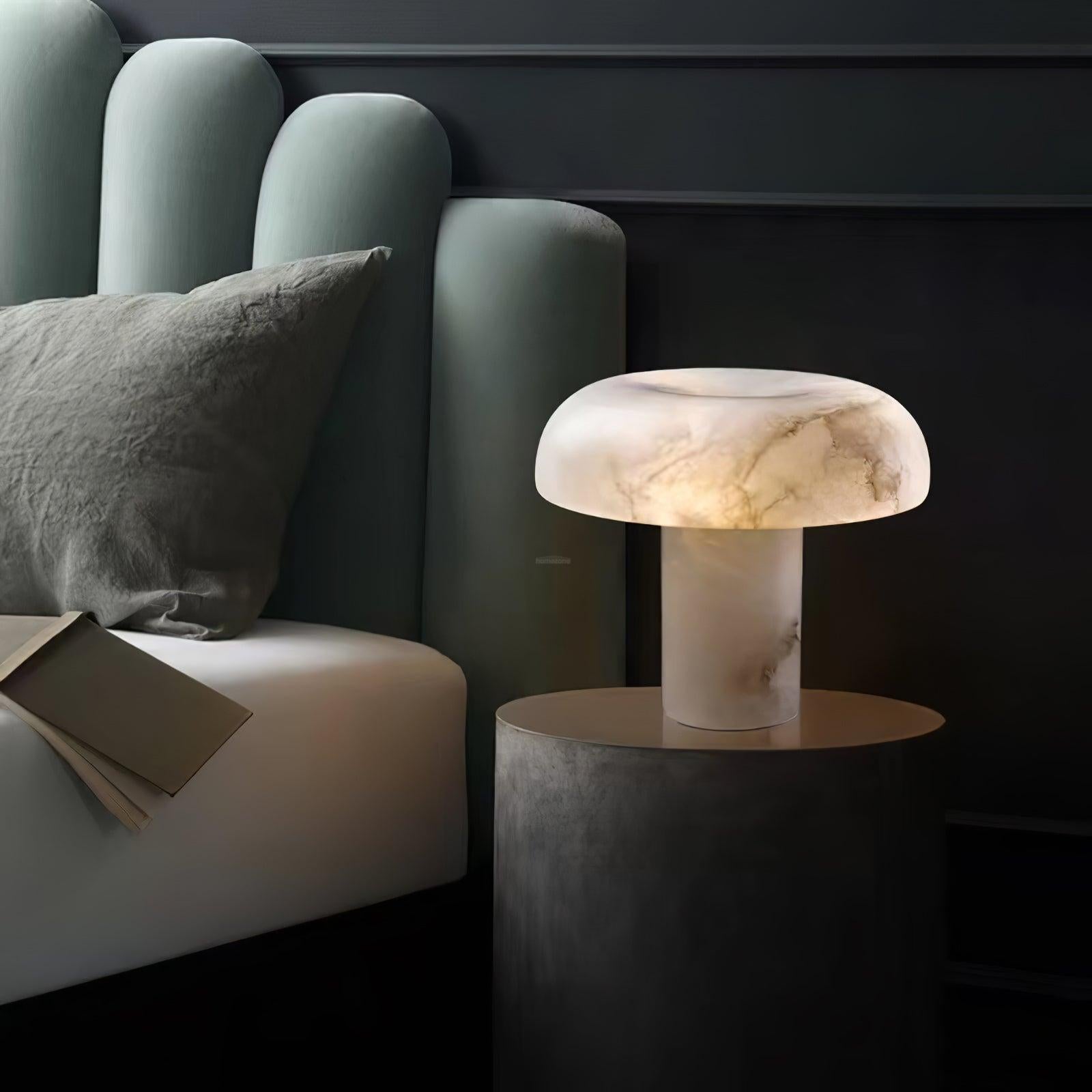Mushroom Table Lamp Style B - Alabaster-1-Luxehomezone