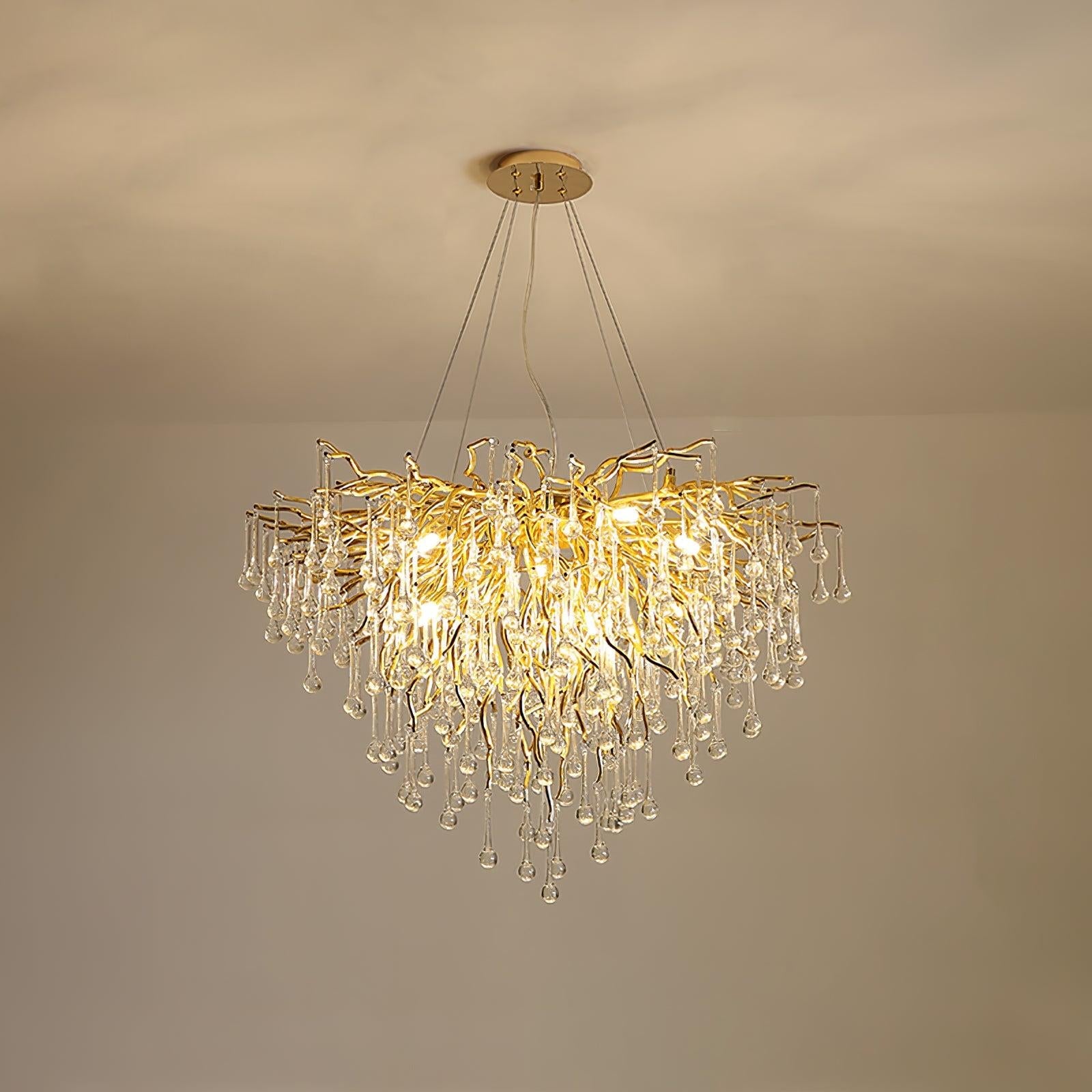 Teardrop Style Crystal Chandelier - Crystals, Gold & Clear crystal-1-Luxehomezone