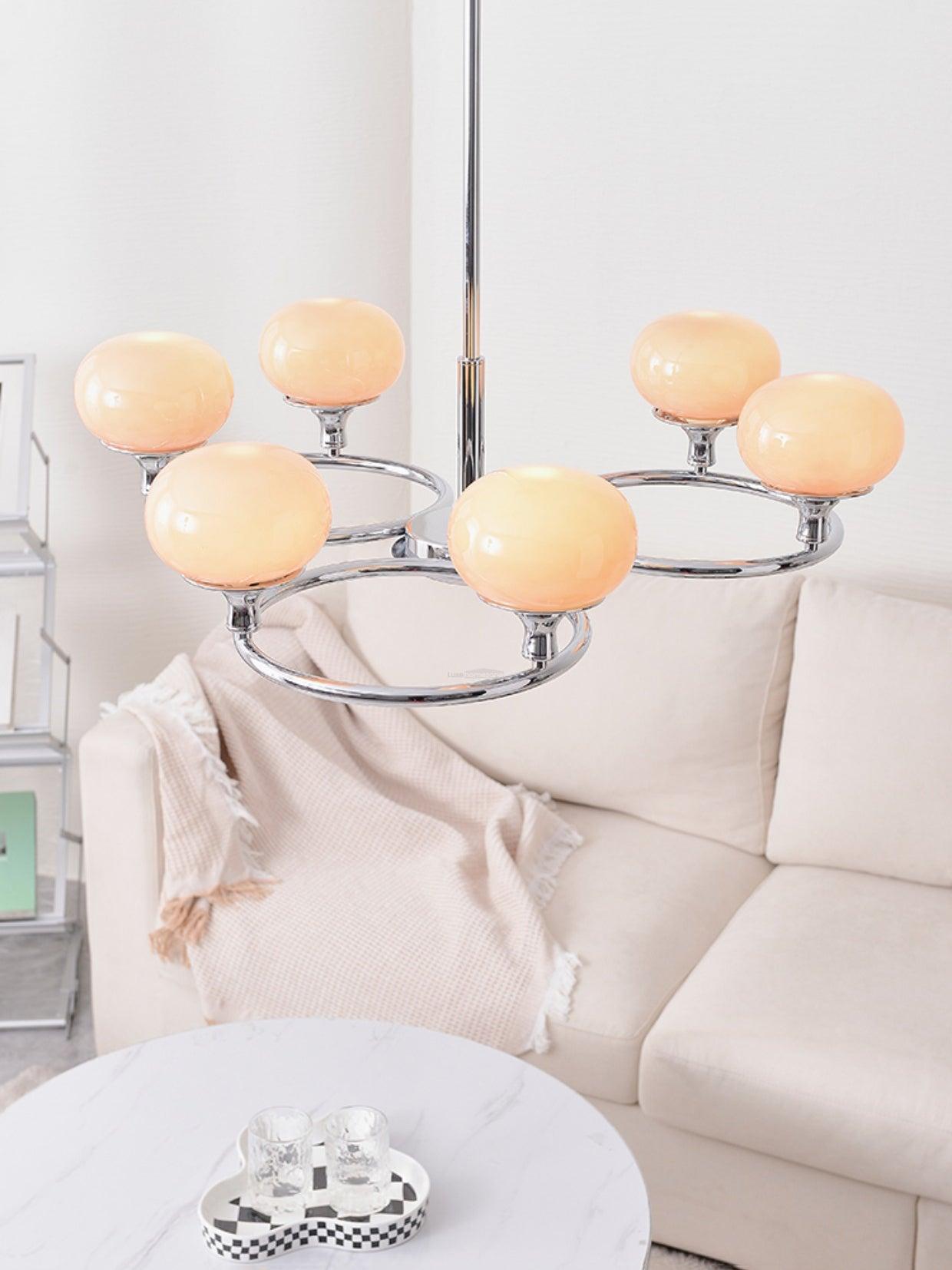 Ingersoll Round Chandelier  ∅ 31.5″ - Glass Chandelier, Persimmon-1-Luxehomezone