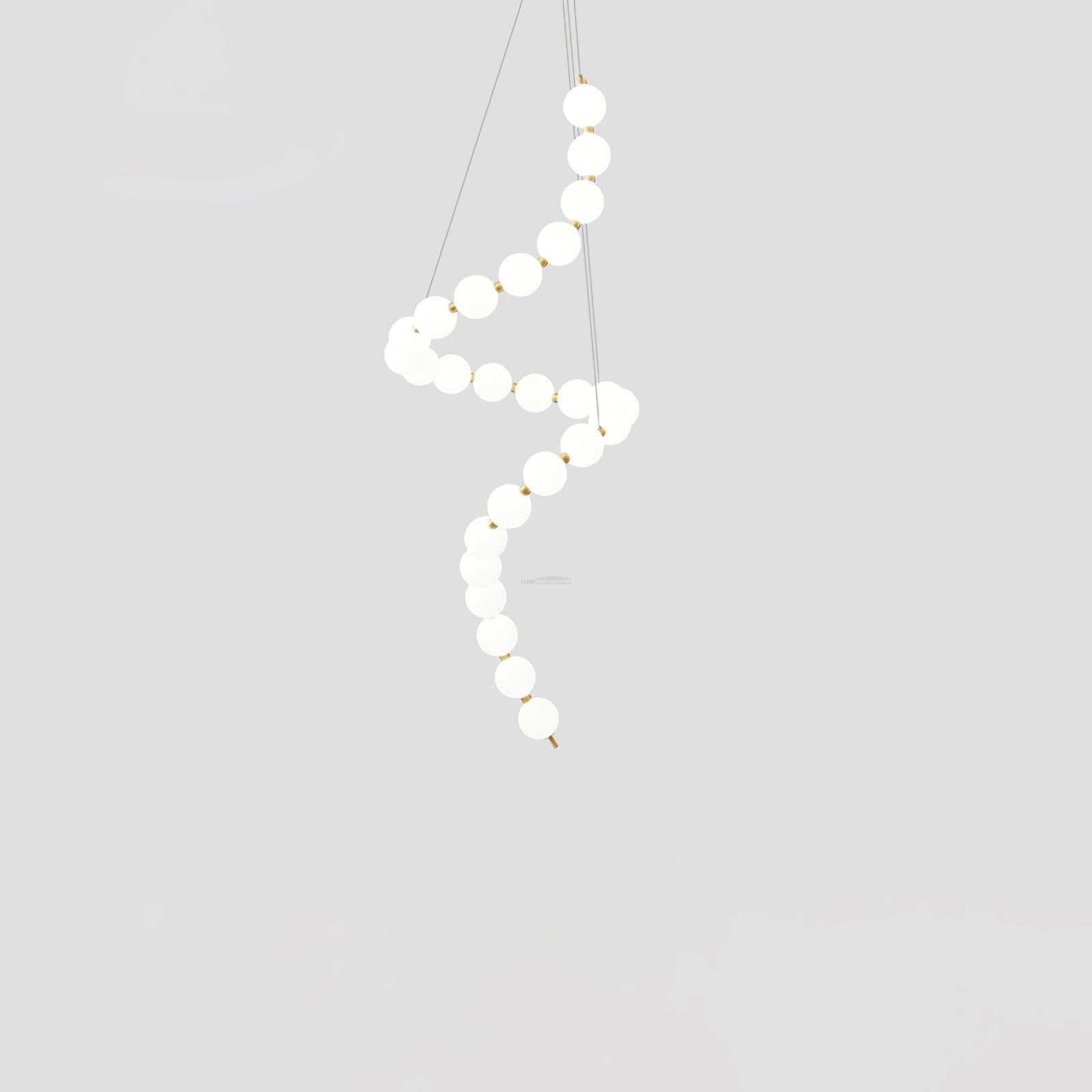 Acrylic Pearl Necklace Style Chandelier - Brass & White, Cluster-1-Luxehomezone