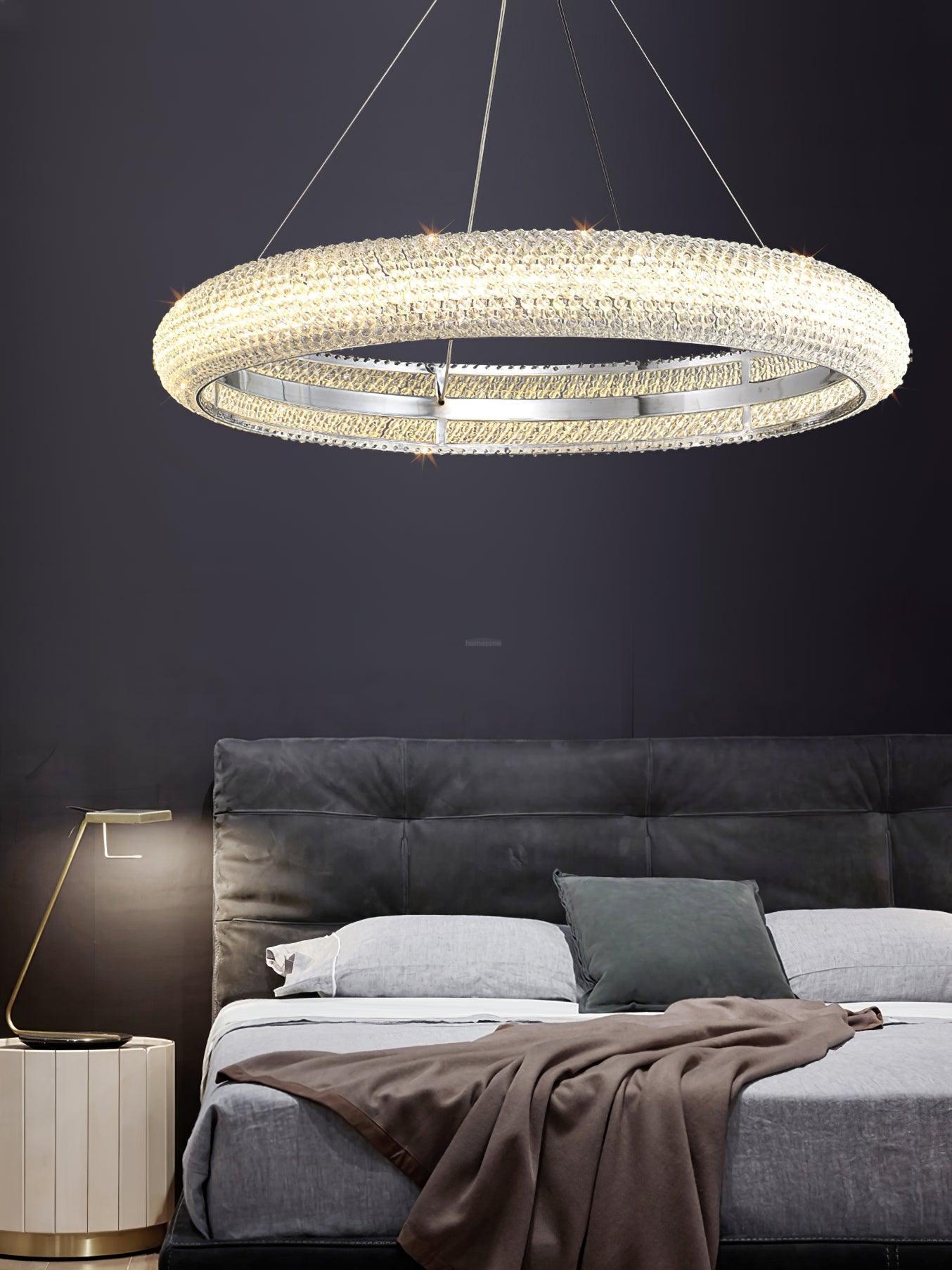 Asscher Ring Chandelier ∅ 17.7″ - Crystals-1-Luxehomezone