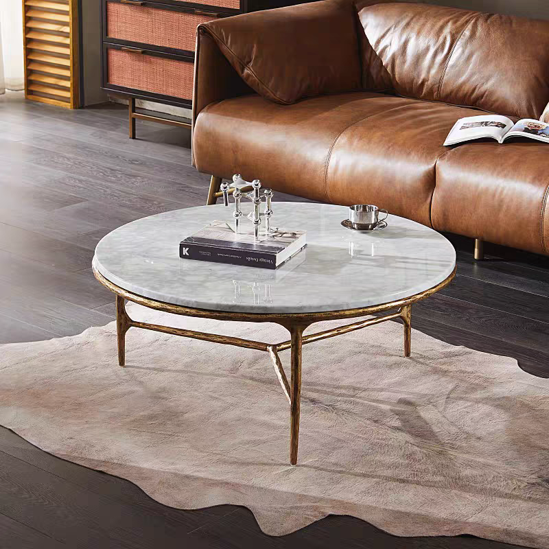 Thaddeus Marble Round Coffee Table 3 Legs 35"