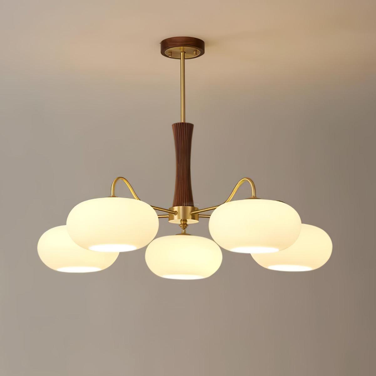 Brass Wooden Persimmon Ceiling Light For Living Room - Glass Chandelier, Persimmon, Semi Flush Mounts-1-Luxehomezone