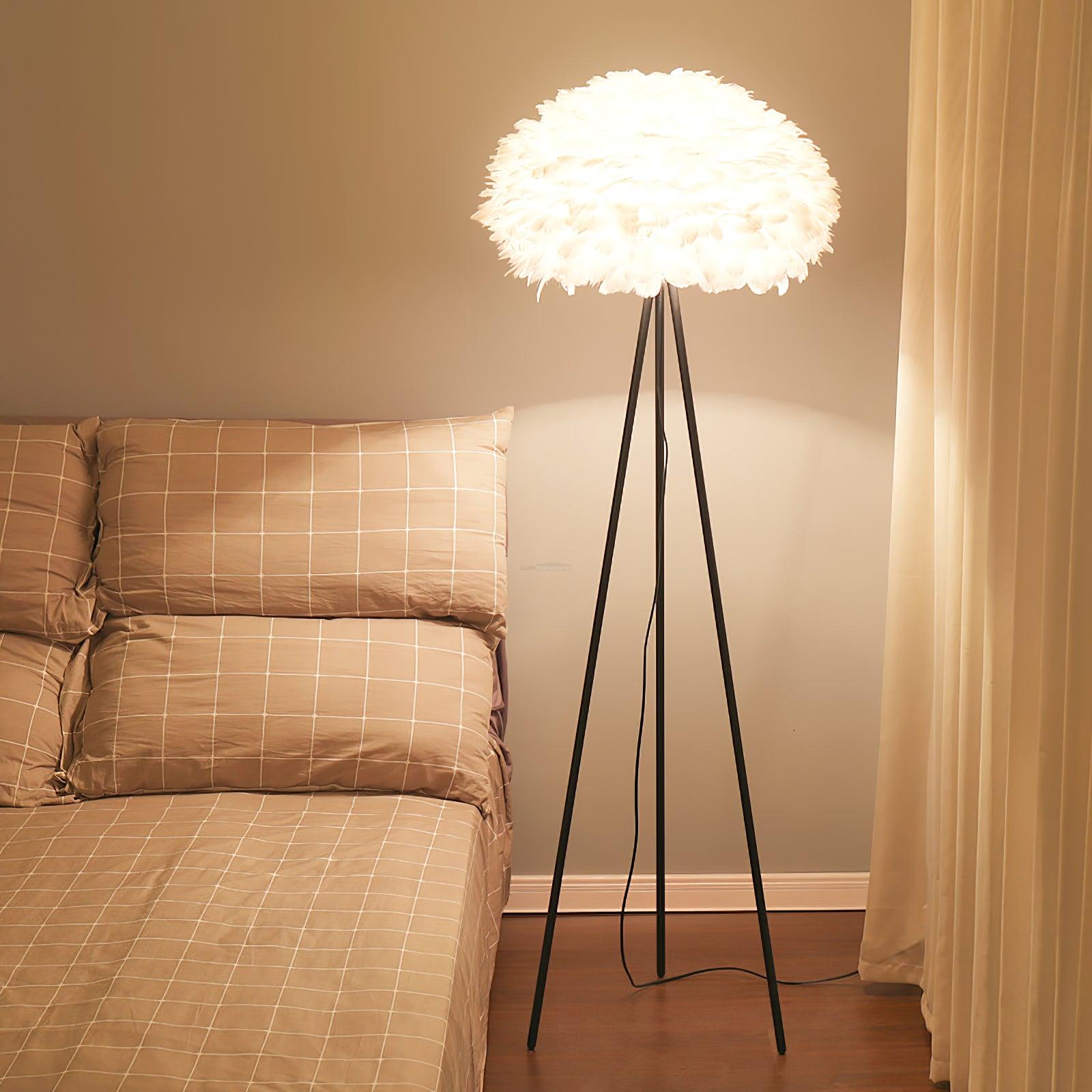 Eos Feather Floor Lamp  ∅ 19.6″ - Feather-1-Luxehomezone
