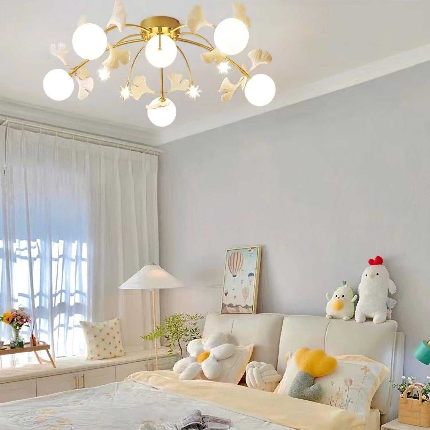 Ginkgo Glass Ceiling Lamp ∅ 39.4″ - Bend, Semi Flush Mounts-1-Luxehomezone