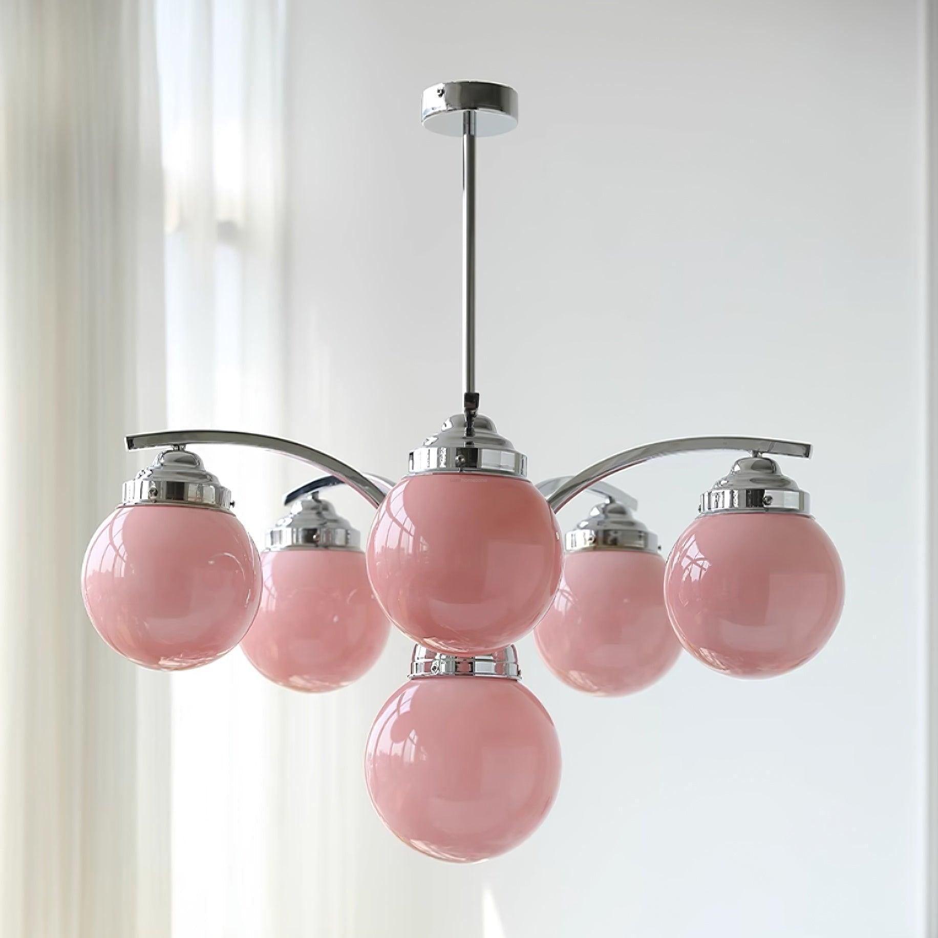 Pink Salamanca Chandelier with 4/6 heads - Glass Chandelier, Persimmon-1-Luxehomezone
