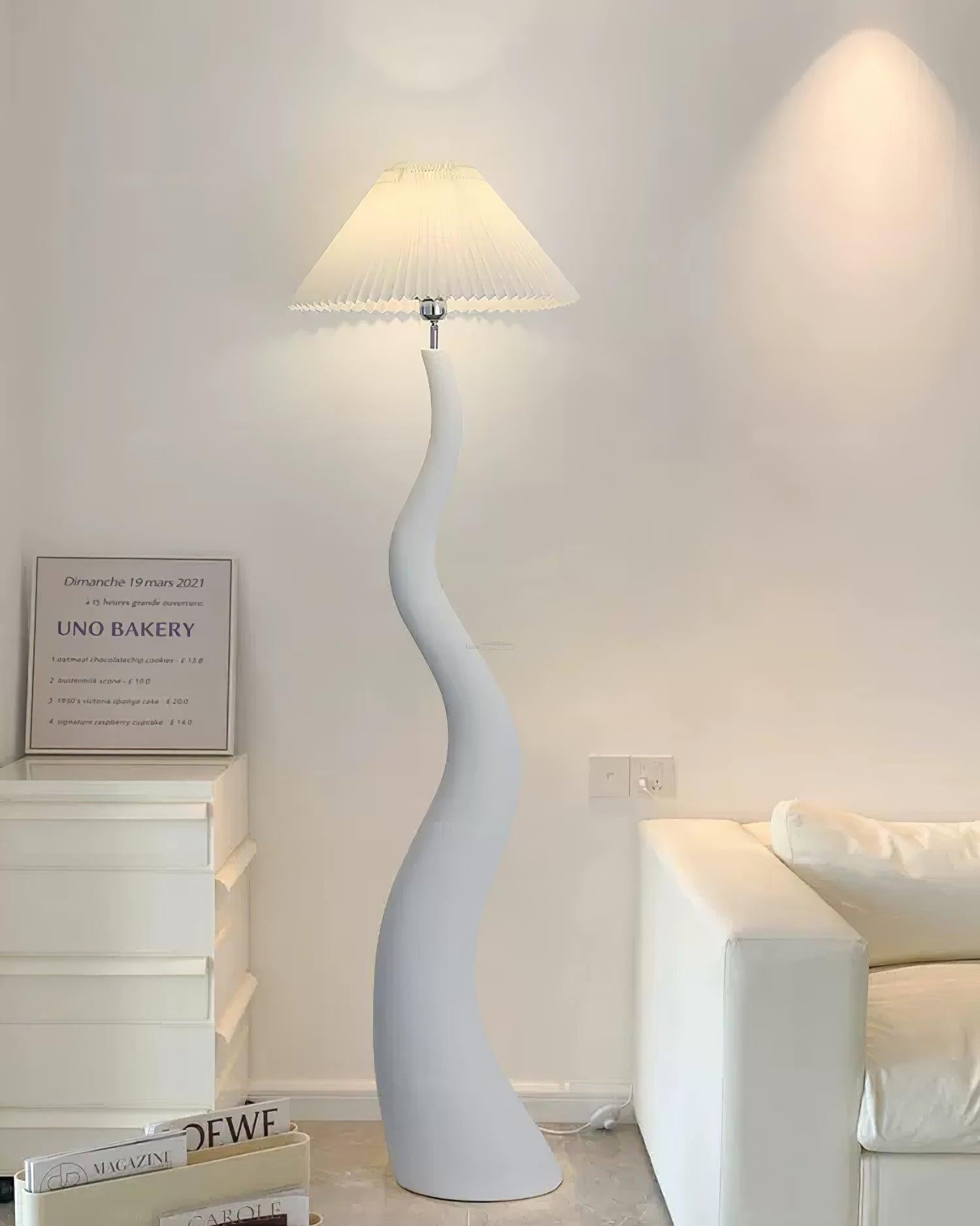 Twisted Pleated Floor Lamp ∅ 17.7″ - Fabric-1-Luxehomezone