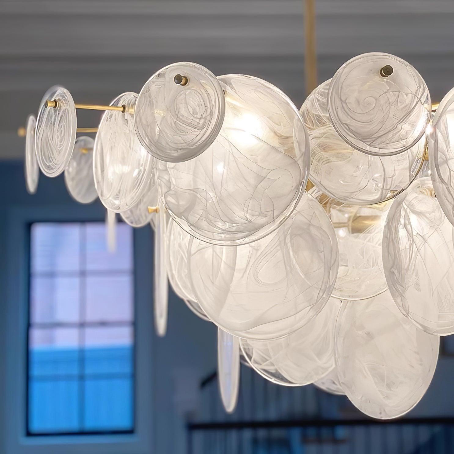 Brass Discs Cascading Round Chandelier - Cylinder-1-Luxehomezone