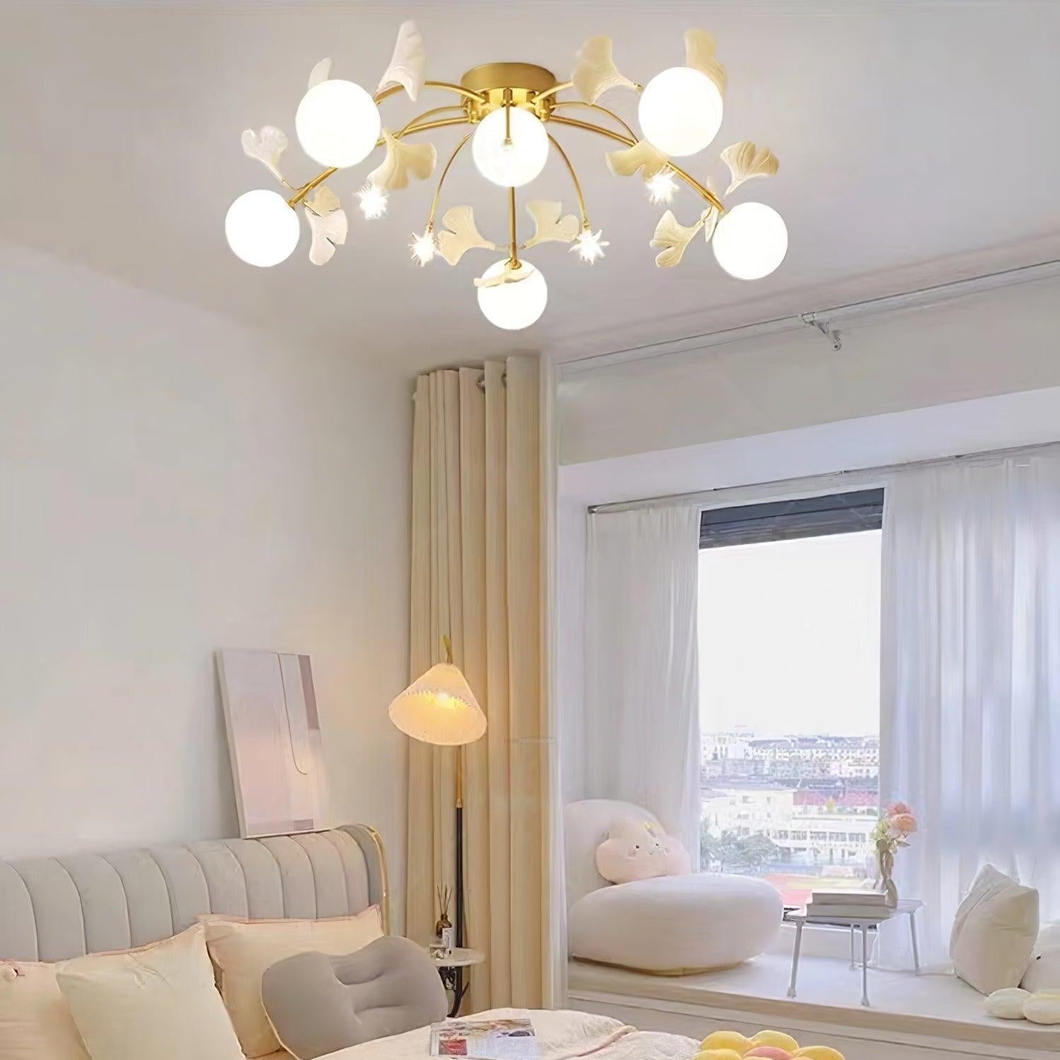 Ginkgo Glass Ceiling Lamp ∅ 39.4″ - Bend, Semi Flush Mounts-1-Luxehomezone