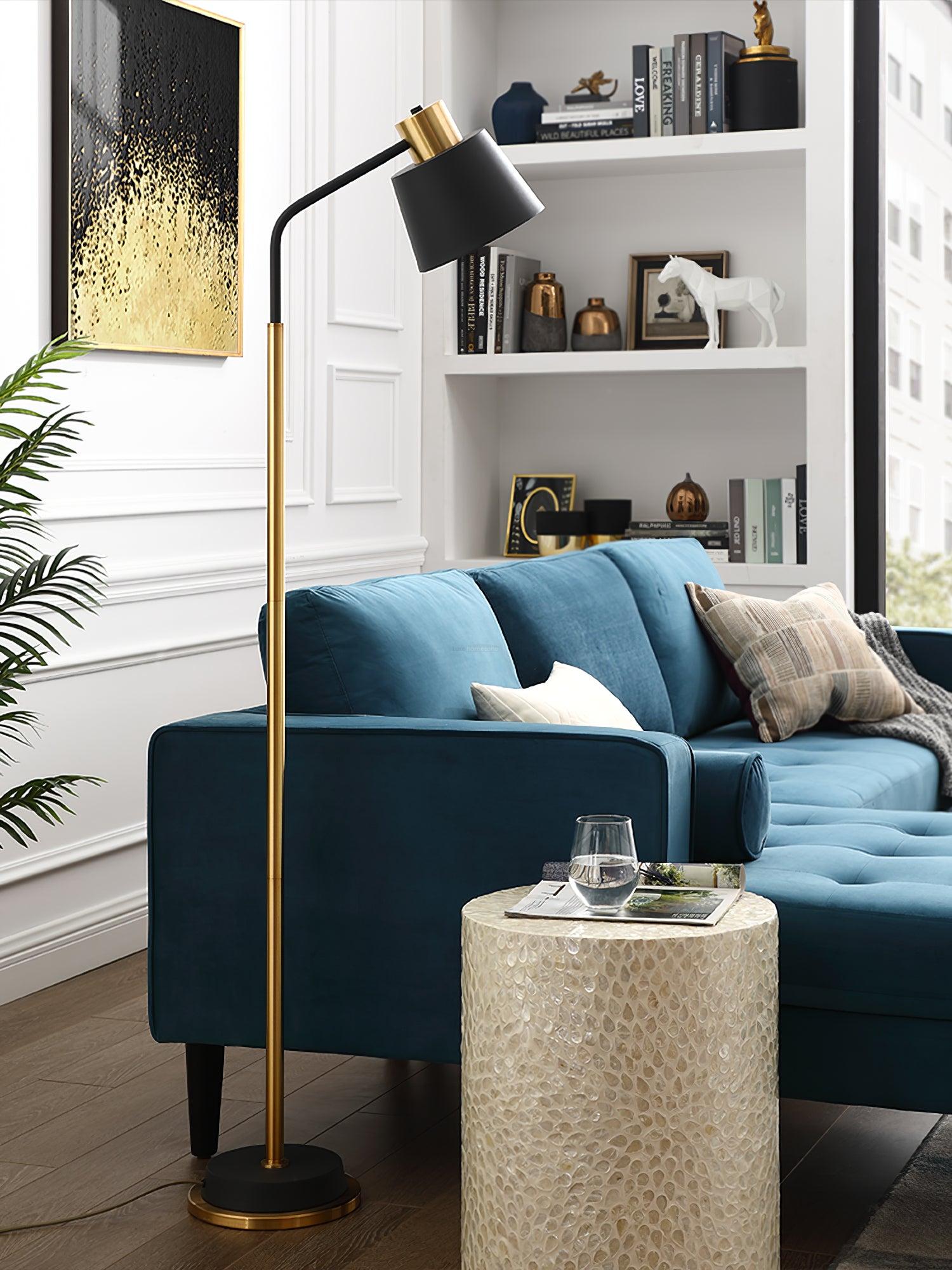 Emmental Floor Lamp ∅ 17.3″ - Gold&Black, Gold&White-1-Luxehomezone