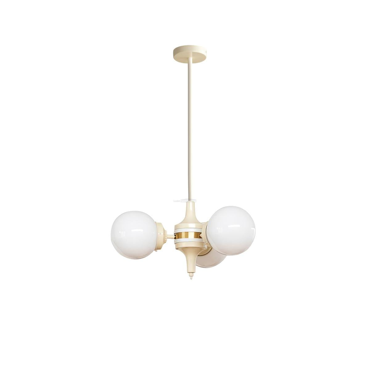 Cream Glass Ball Chandelier ∅ 19.7″ - Bend-1-Luxehomezone
