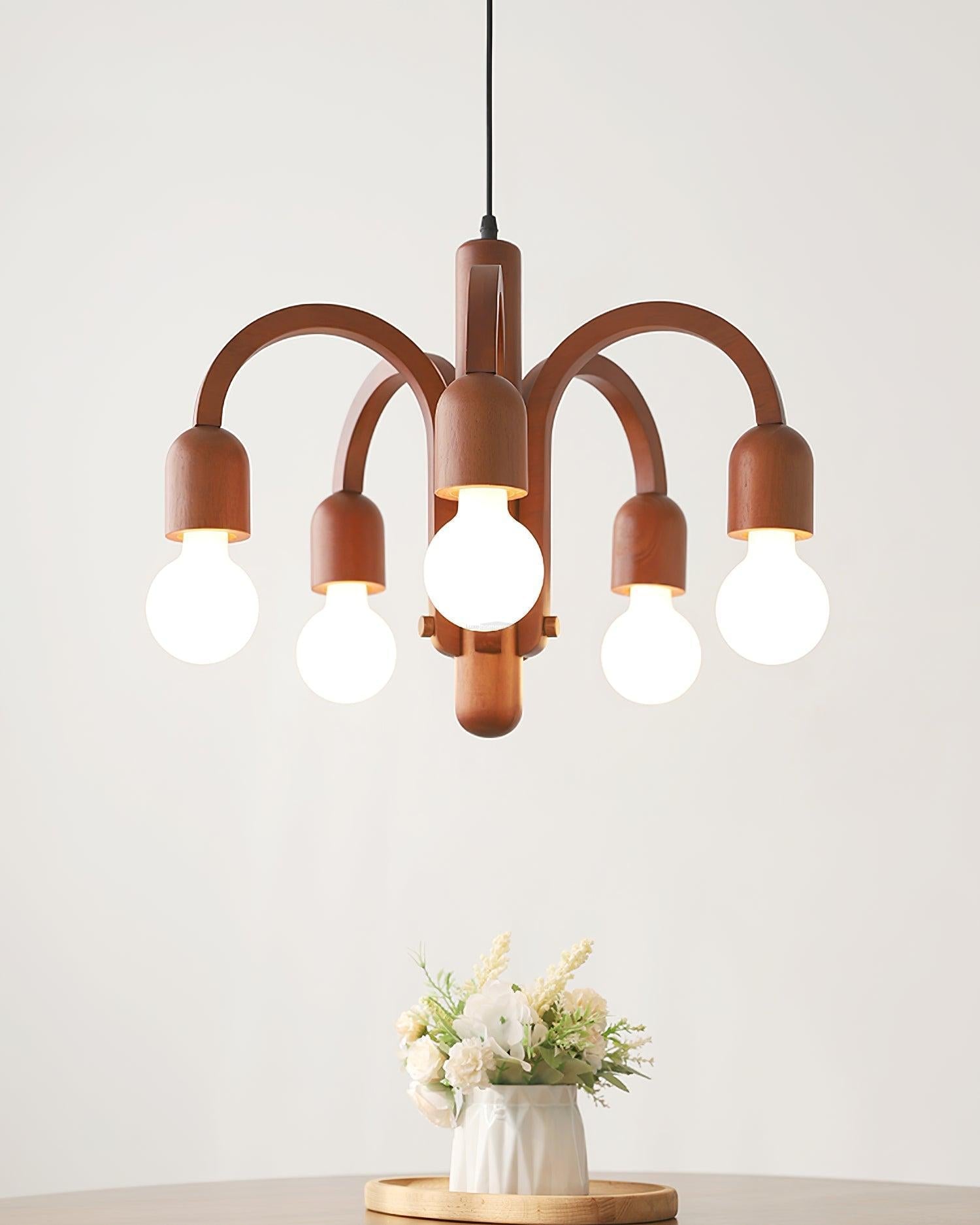 Candela Teak Chandelier Φ 19.6″ - Bend-1-Luxehomezone