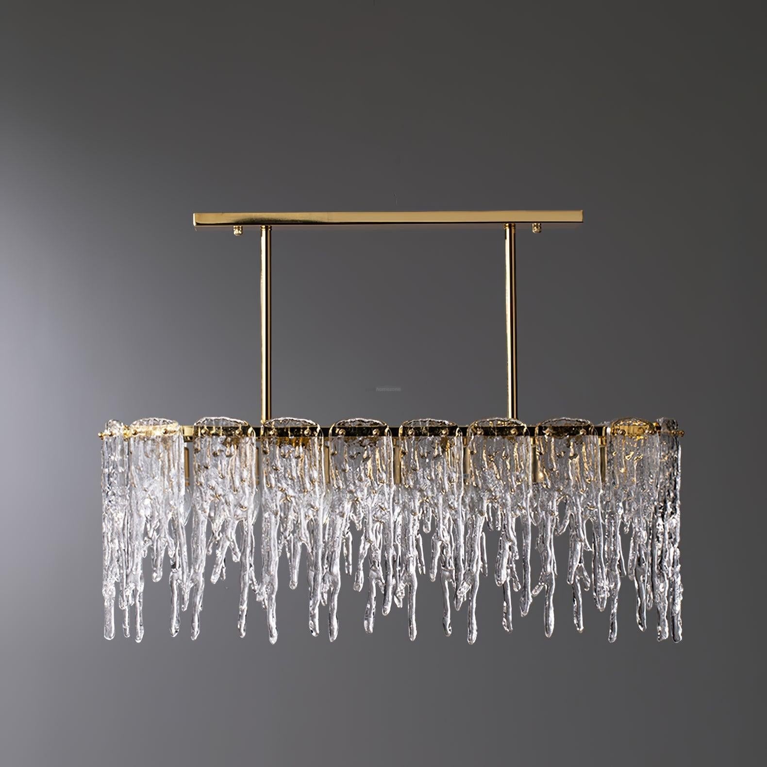 Rectangular Icicle Glass Chandelier L 34.2″ - Crystals-1-Luxehomezone