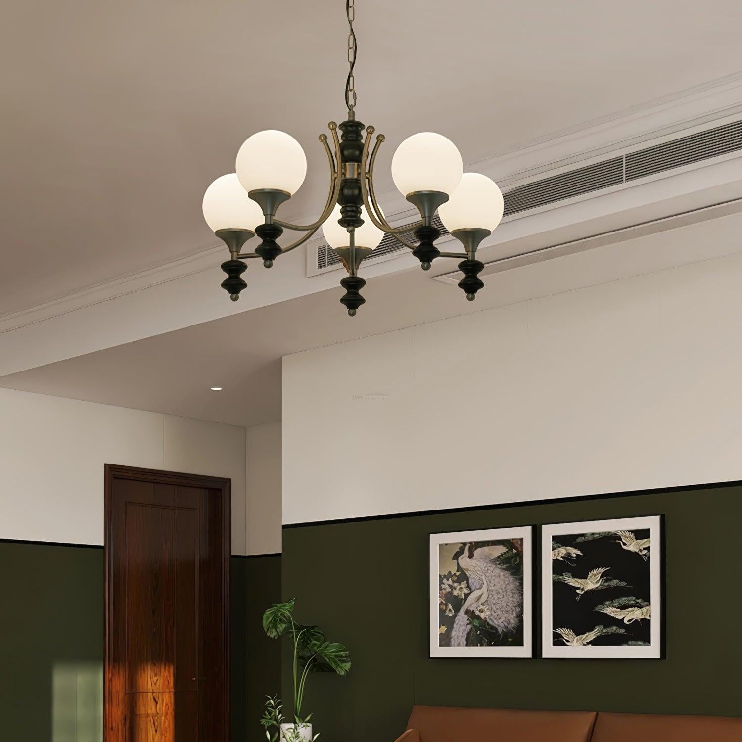 Tina Wooden Chandelier with 3/5 heads - Bend, Marshmallow Chandelier-1-Luxehomezone