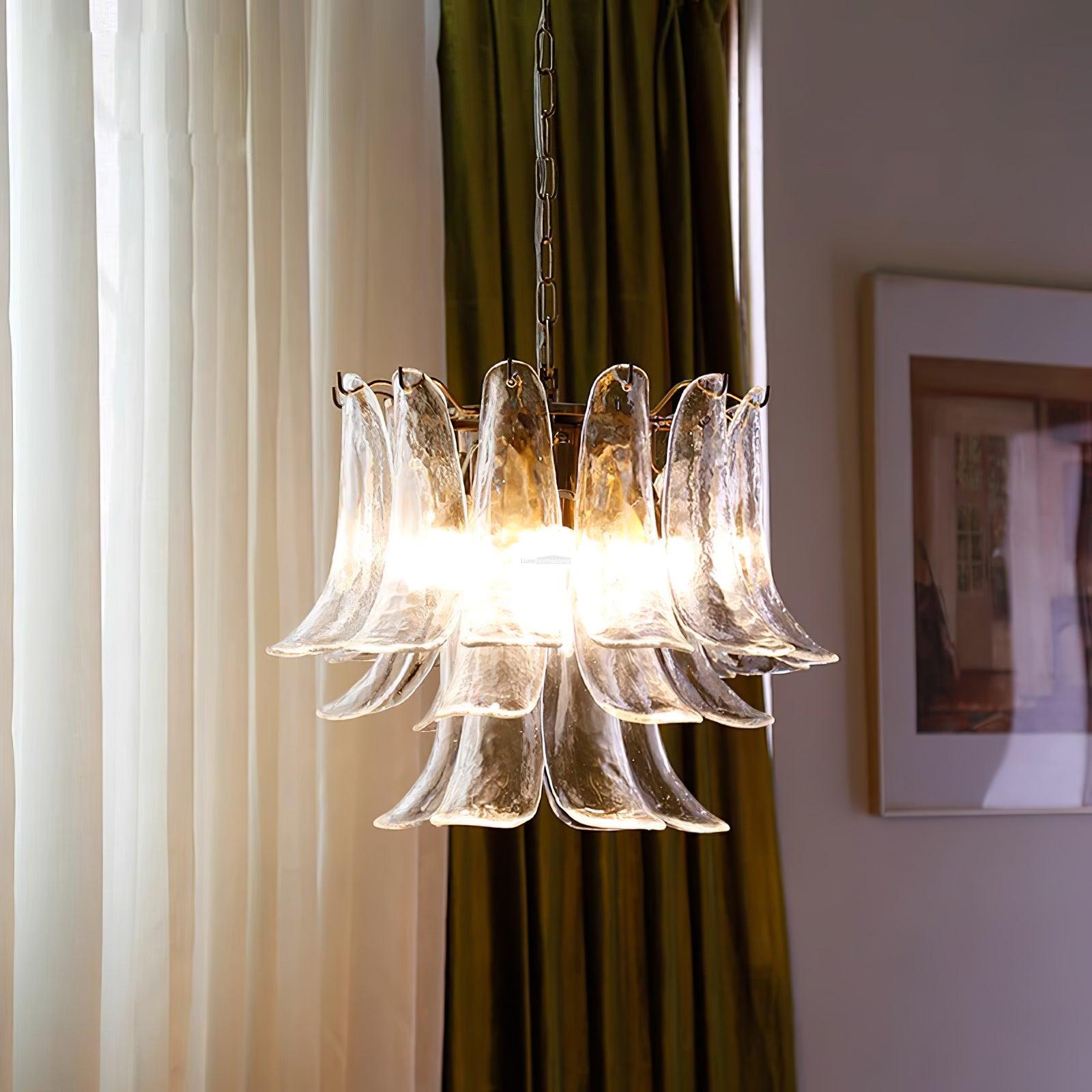 Glass Leaf Cascade Chandelier with 3/4 layer - Luxehomezone