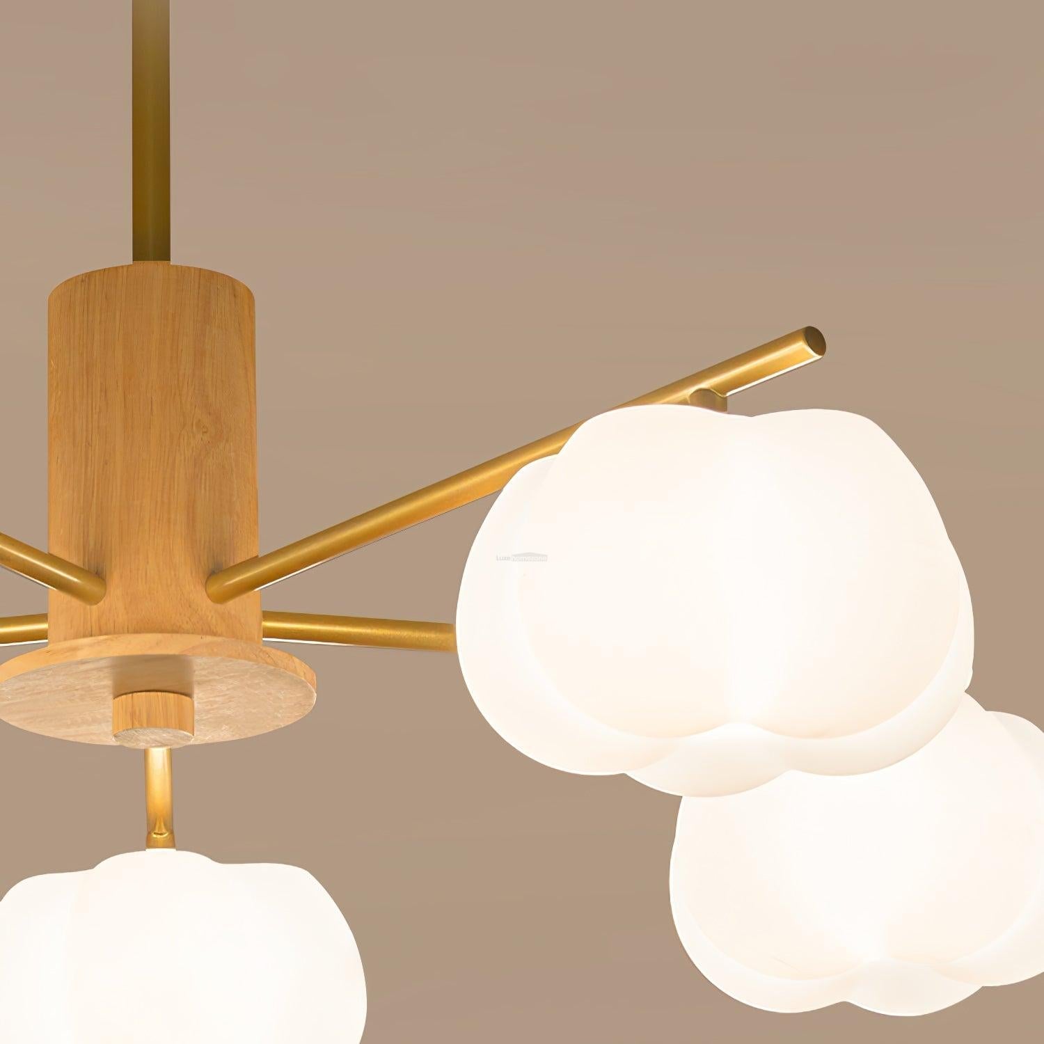Wooden Cotton Balls Chandelier with 5/8 lamps - Zahara-1-Luxehomezone