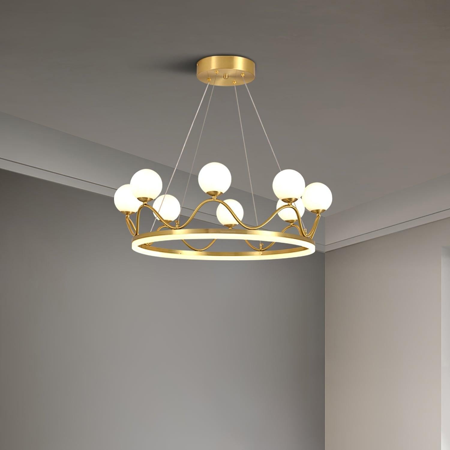 Crown Brass Round Chandelier - Bend-1-Luxehomezone