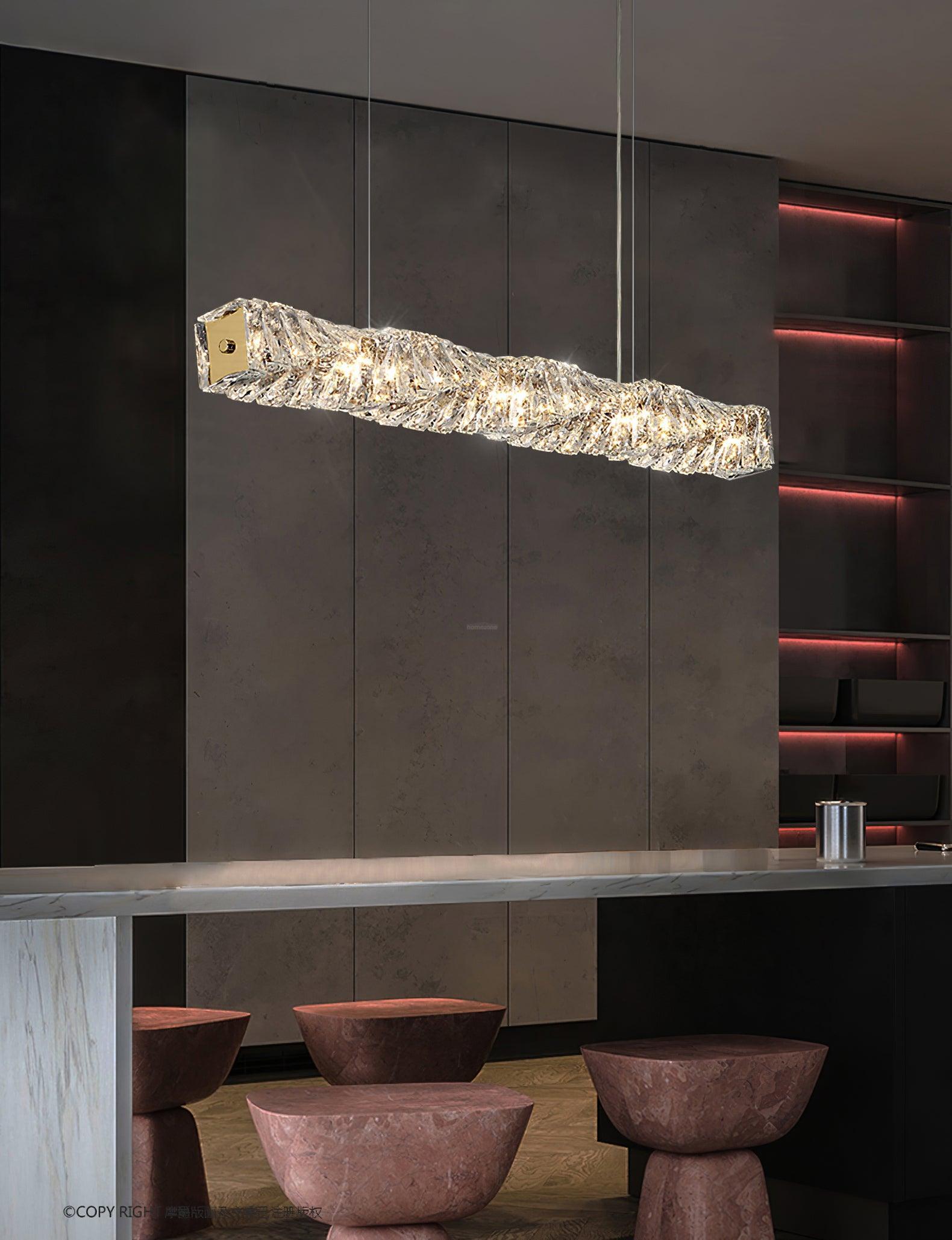 Long Crystal  Linear Pendant Light - Bar-1-Luxehomezone