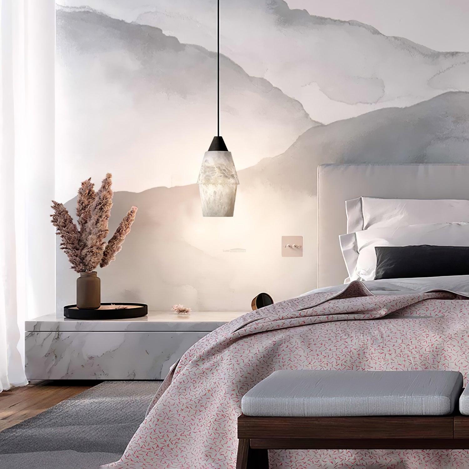 TEN MA DO Alabaster Pendant Light - Alabaster, Alabaster Pendant-1-Luxehomezone