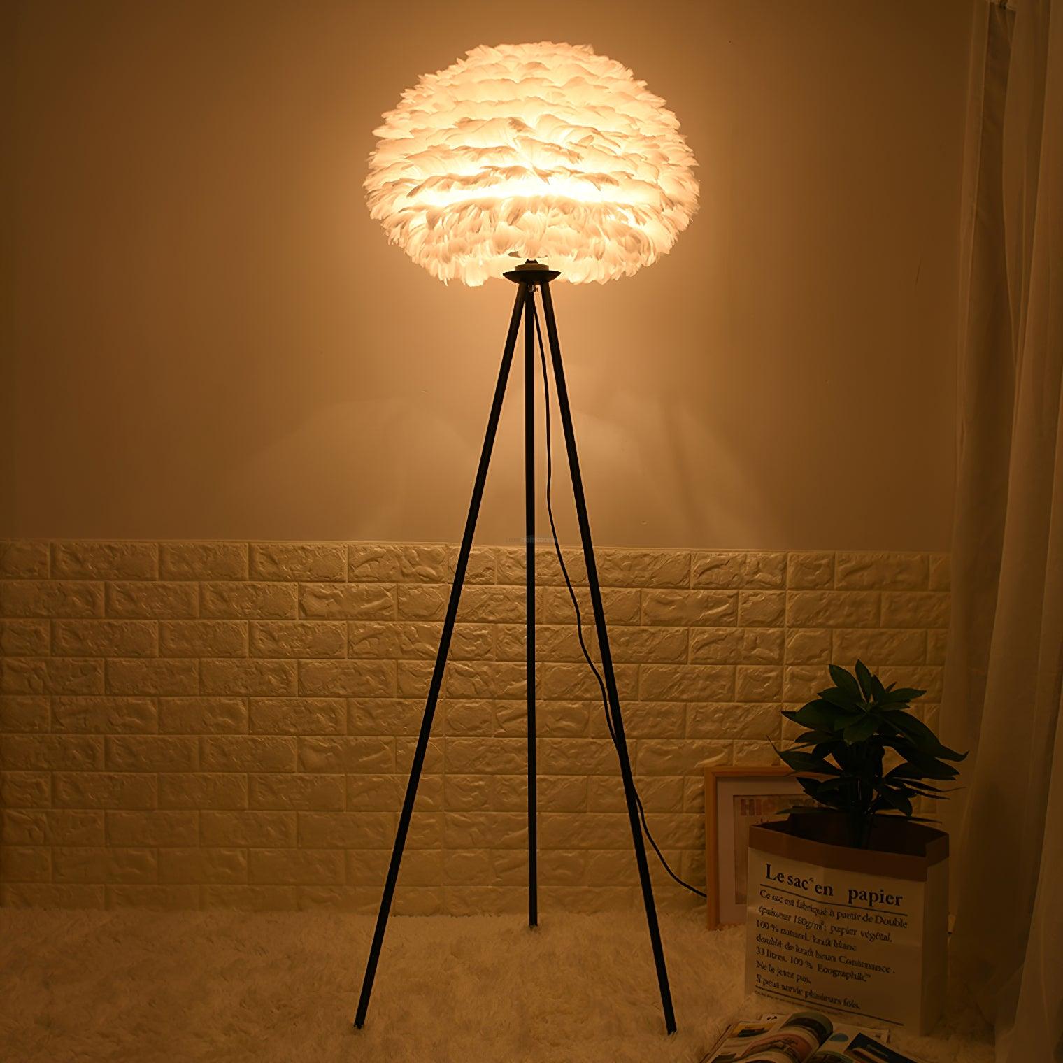 Eos Feather Floor Lamp  ∅ 19.6″ - Feather-1-Luxehomezone
