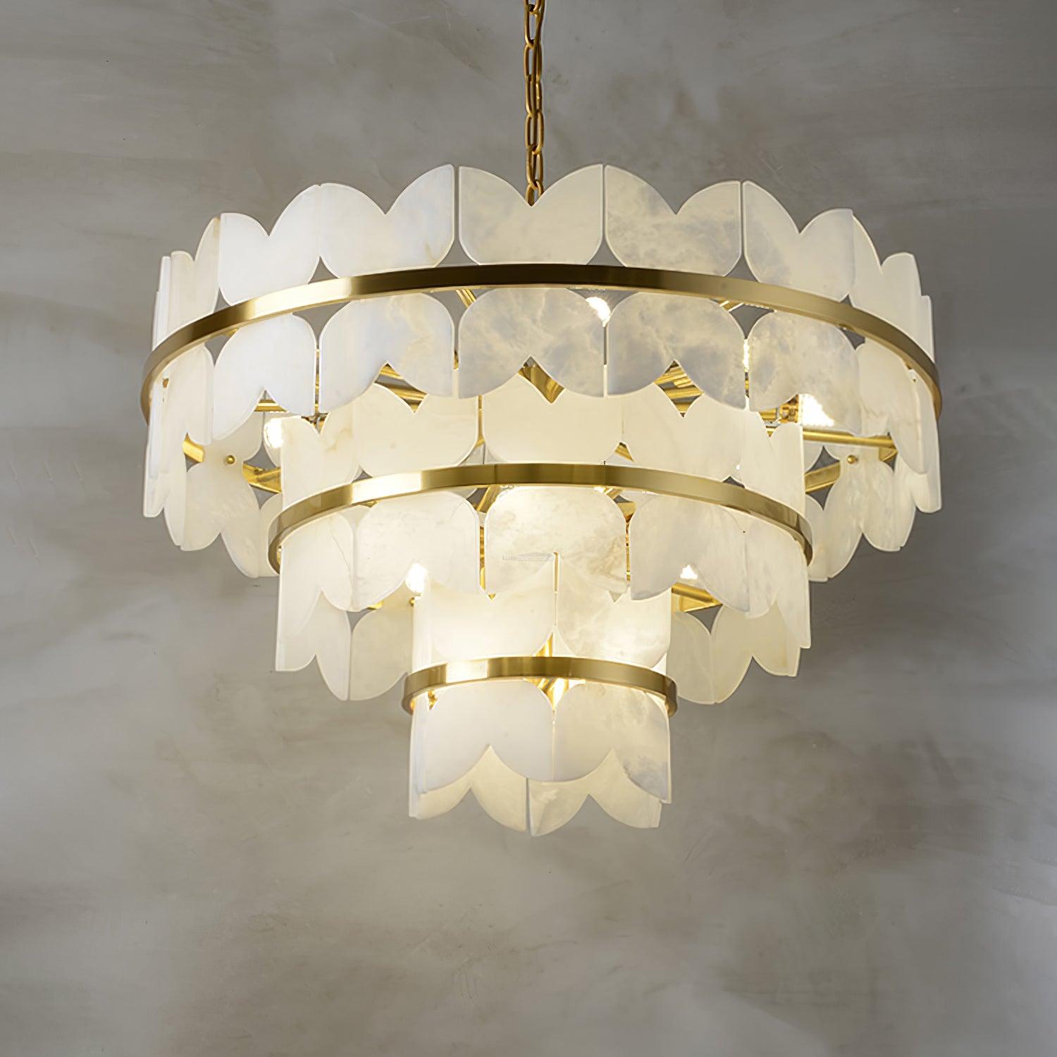 Alabaster Cloudscape Chandelier with 1/2 layer - Alabaster, Alabaster Chandelier-1-Luxehomezone