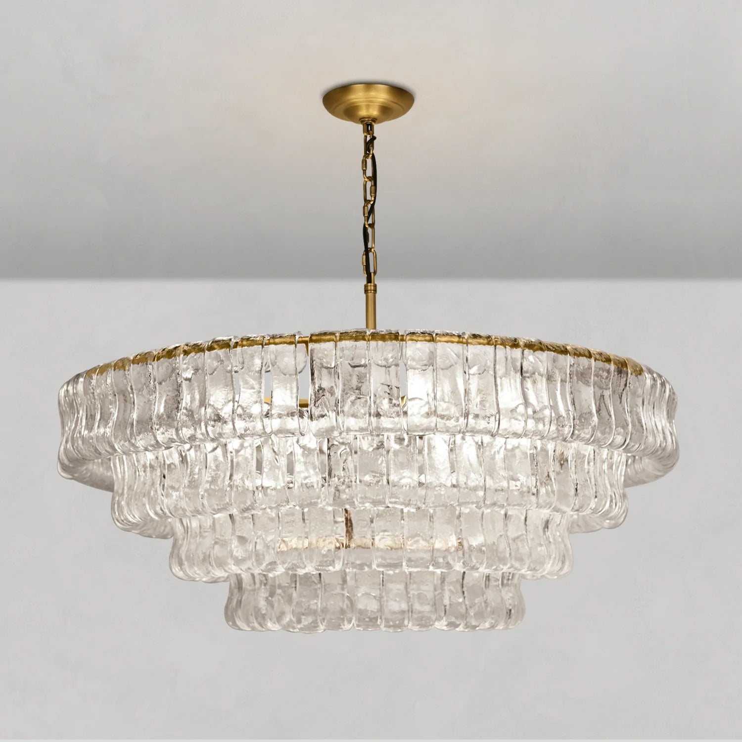 Art Glass Ghiaccio Round Chandelier 36" 48" 60" - All Products, Best Sellers, Chandelier, Ghiaccio Series- Chandelier1-Luxehomezone