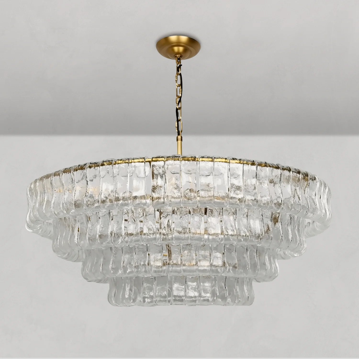 Art Glass Ghiaccio Round Chandelier 36" 48" 60" - All Products, Best Sellers, Chandelier, Ghiaccio Series- Chandelier1-Luxehomezone