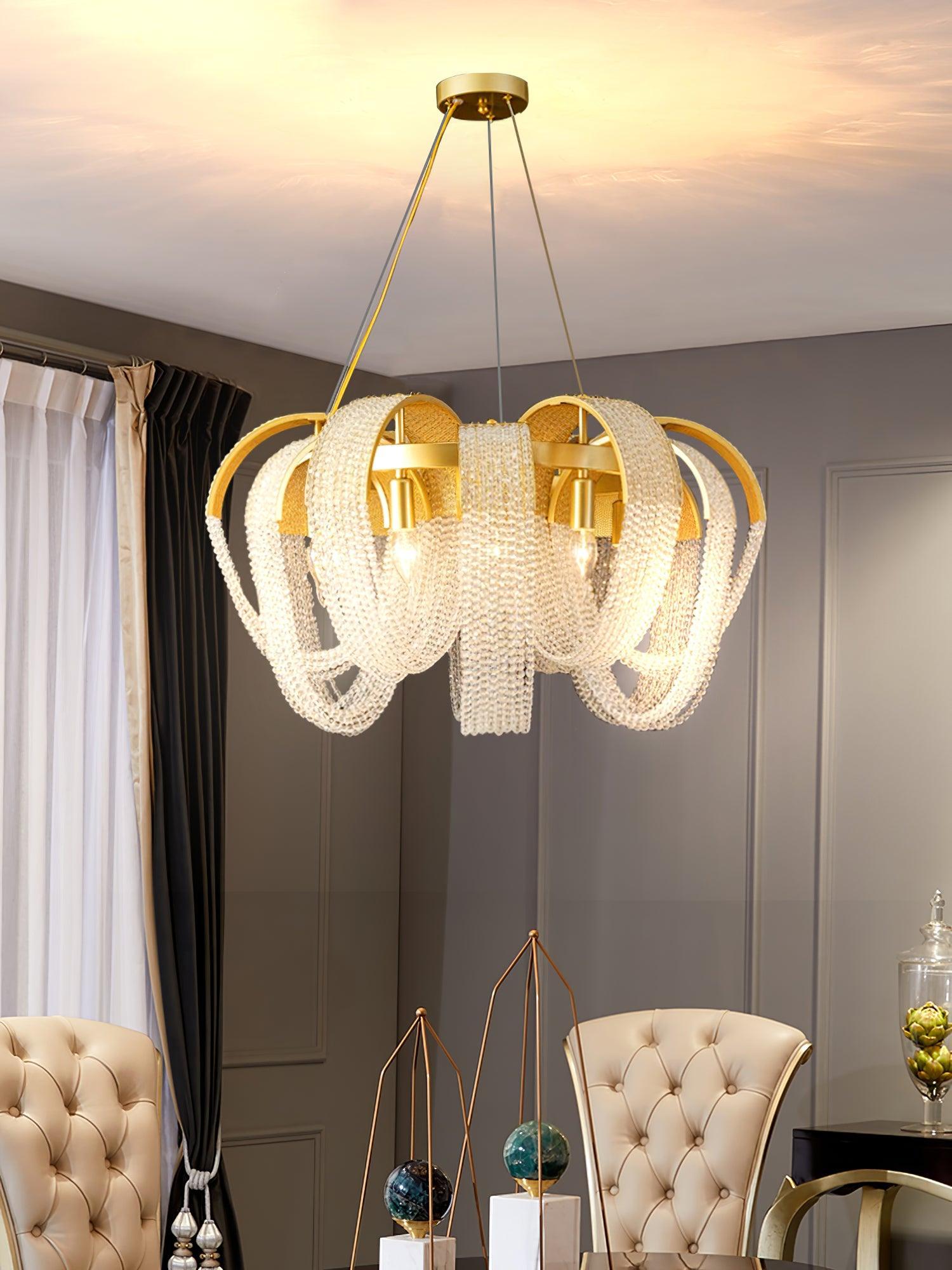 Mesh Crystal Chandelier with 1/6/9 heads - Crystals-1-Luxehomezone