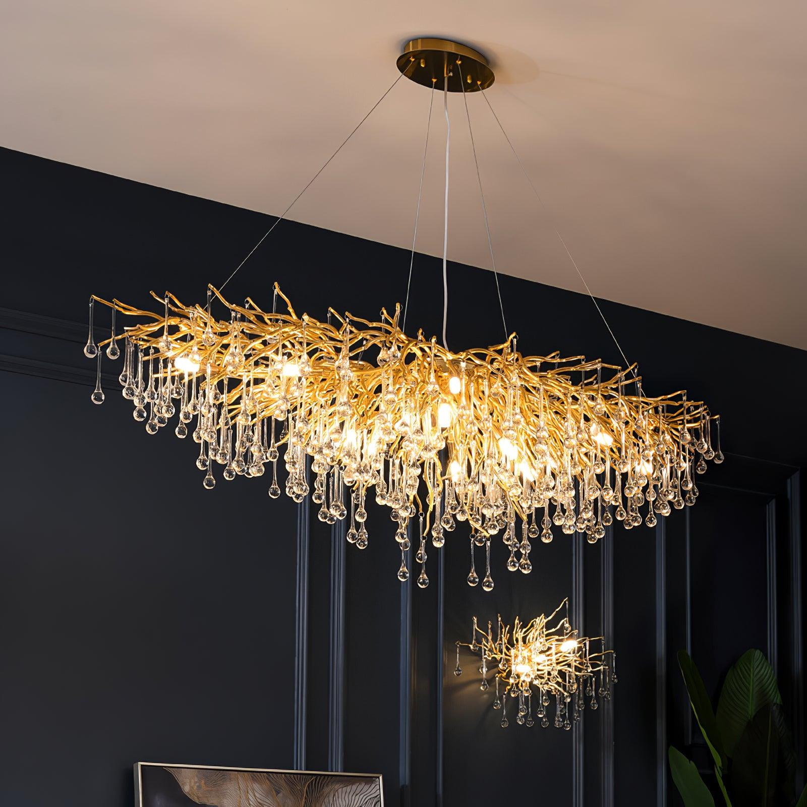 Teardrop Style Crystal Chandelier - Crystals, Gold & Clear crystal-1-Luxehomezone