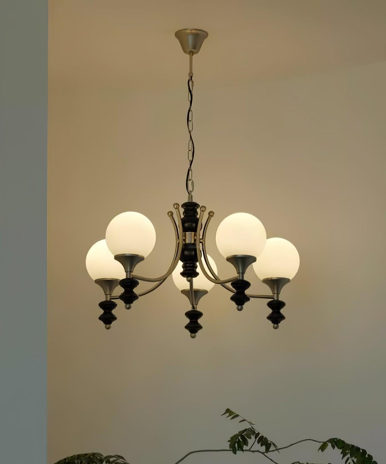 Tina Wooden Chandelier with 3/5 heads - Bend, Marshmallow Chandelier-1-Luxehomezone