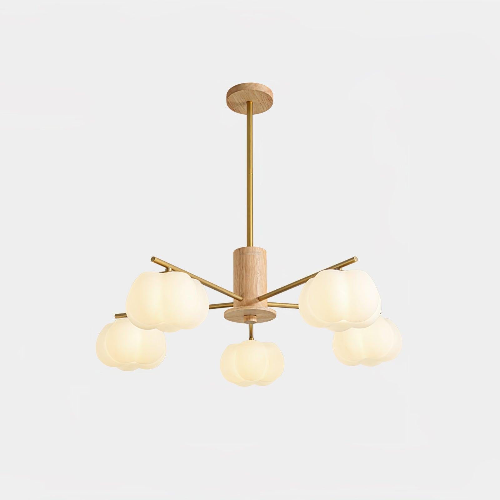 Wooden Cotton Balls Chandelier with 5/8 lamps - Zahara-1-Luxehomezone