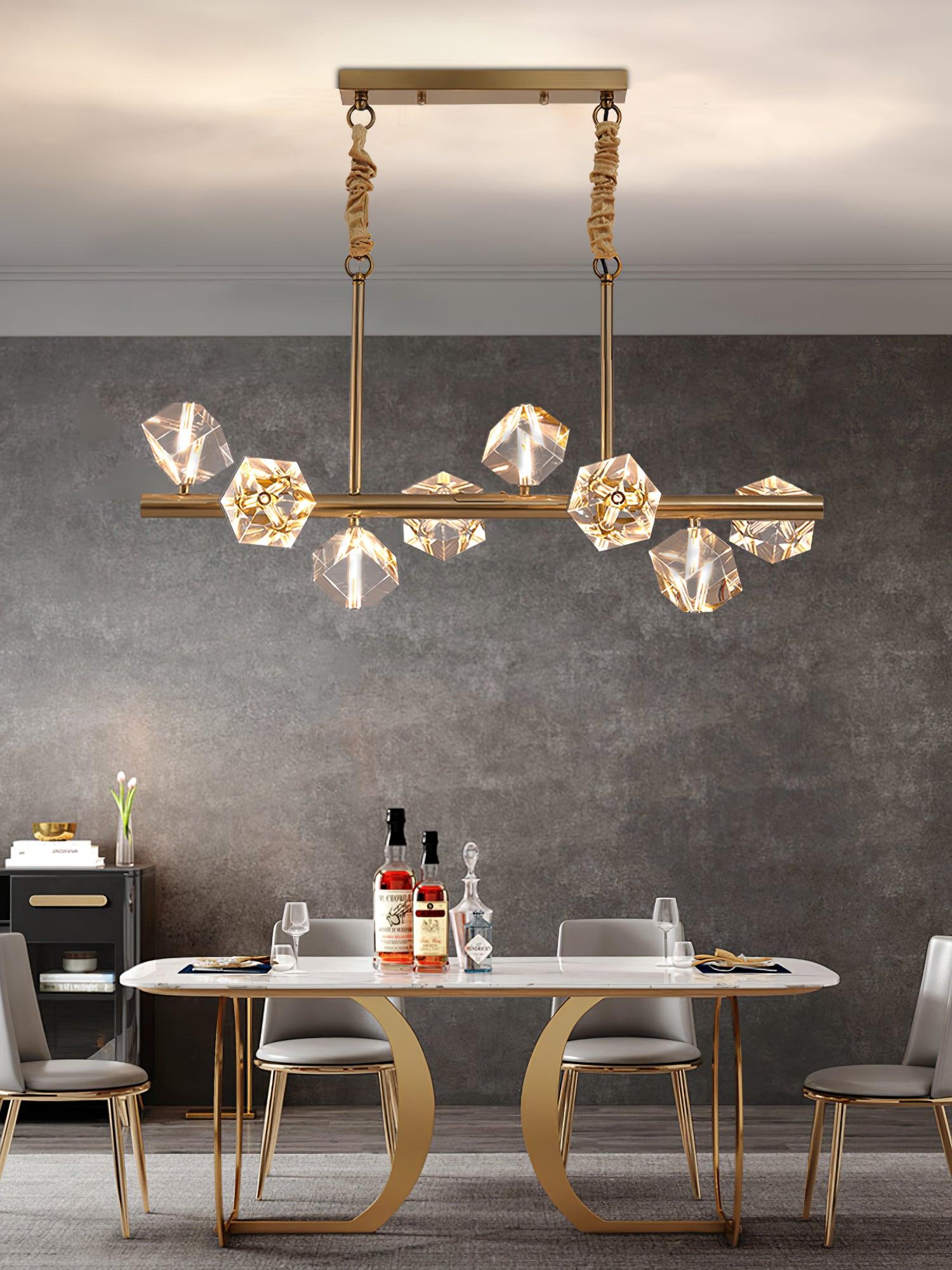 Takku Crystal Linear Chandelier - Black, Gold-1-Luxehomezone