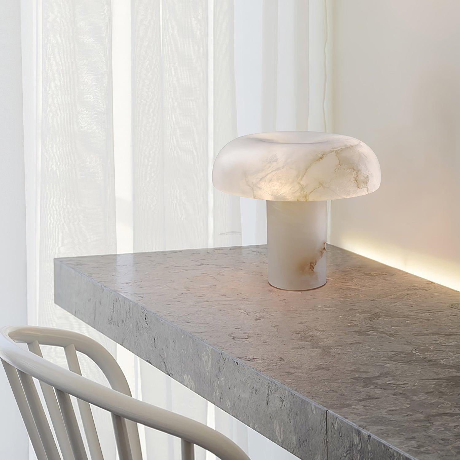 Mushroom Table Lamp Style B - Alabaster-1-Luxehomezone
